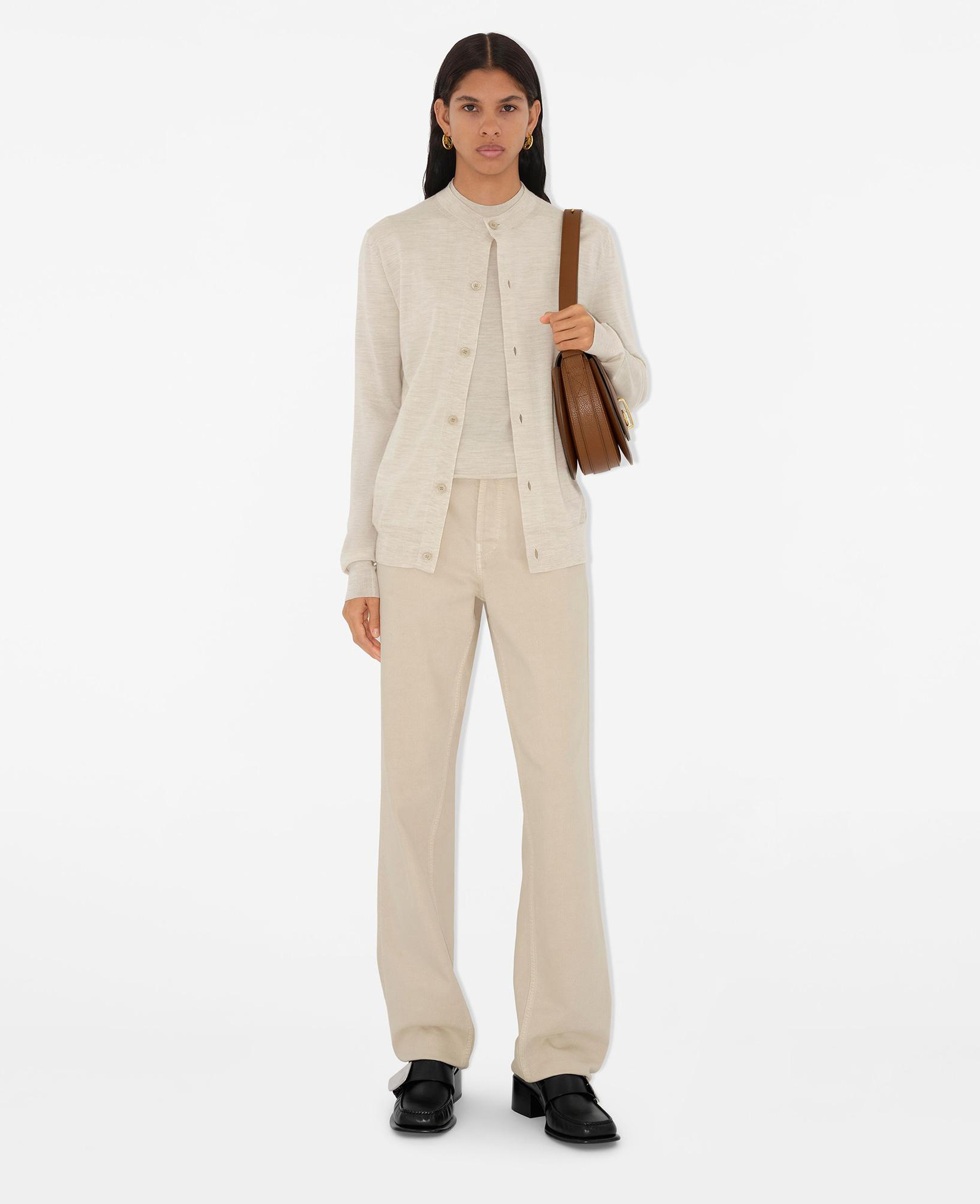 Burberry Pai Wool Cardigan Kadın Krem Hırka