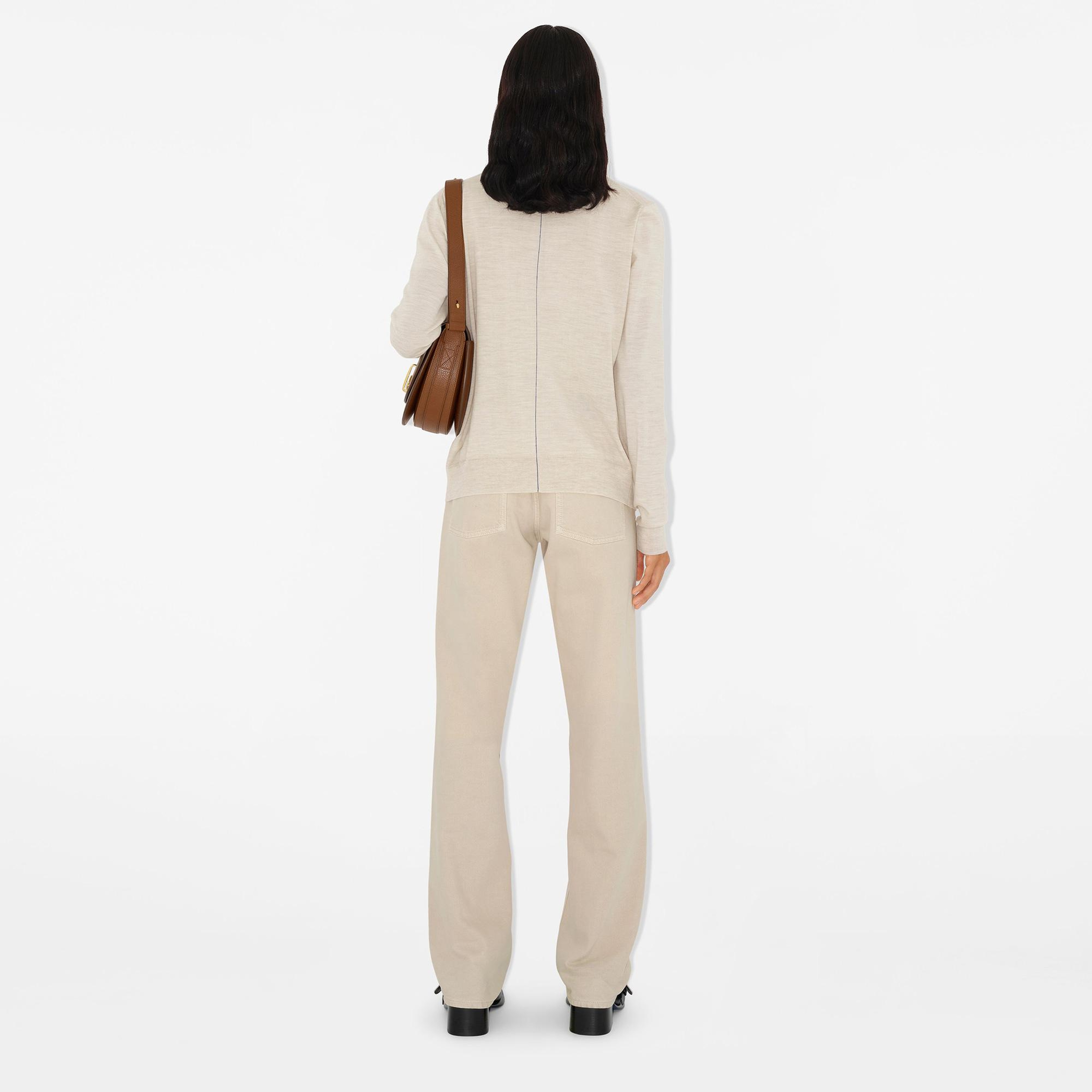 Burberry Pai Wool Cardigan Kadın Krem Hırka