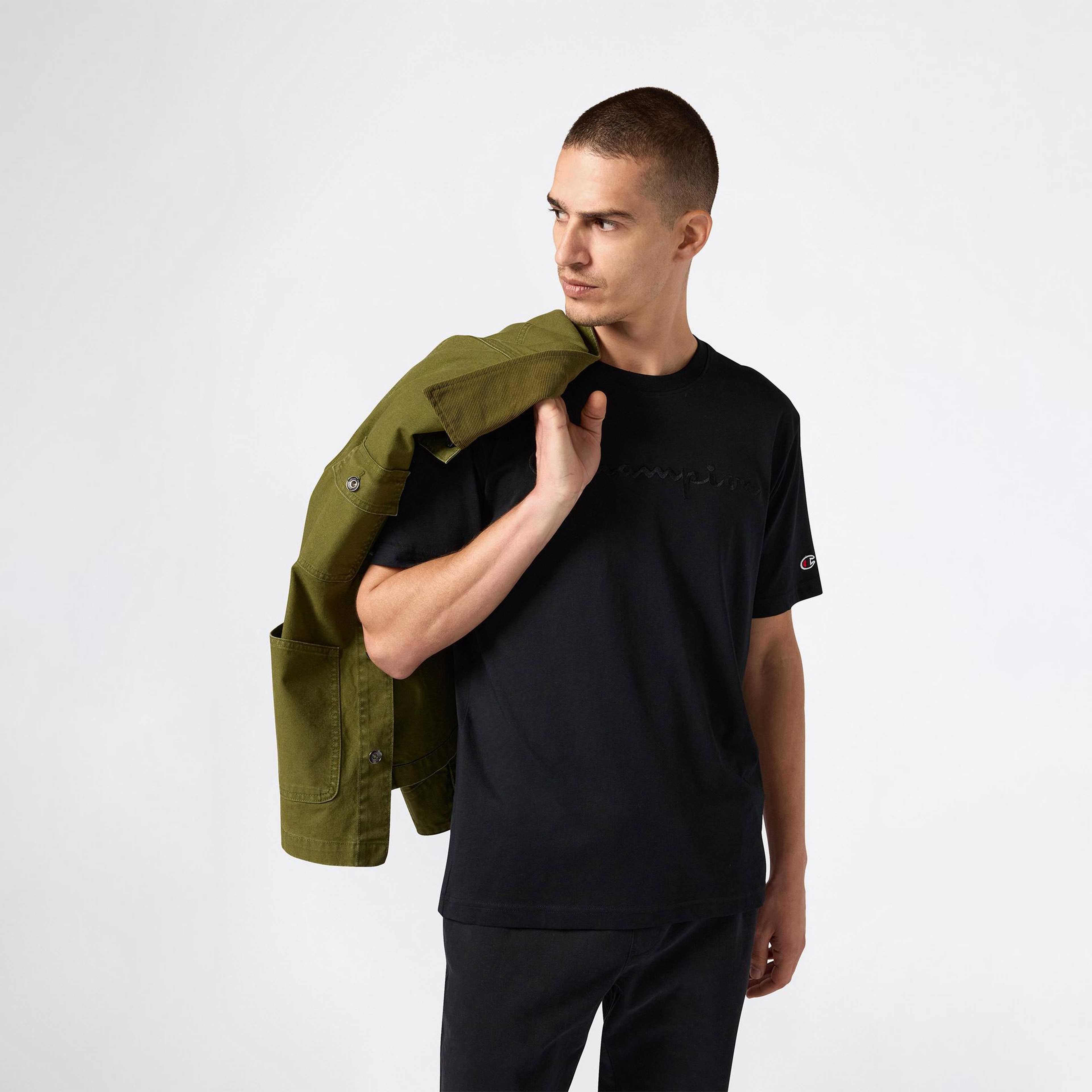 Champion SS Regular Fit Erkek Siyah T-Shirt