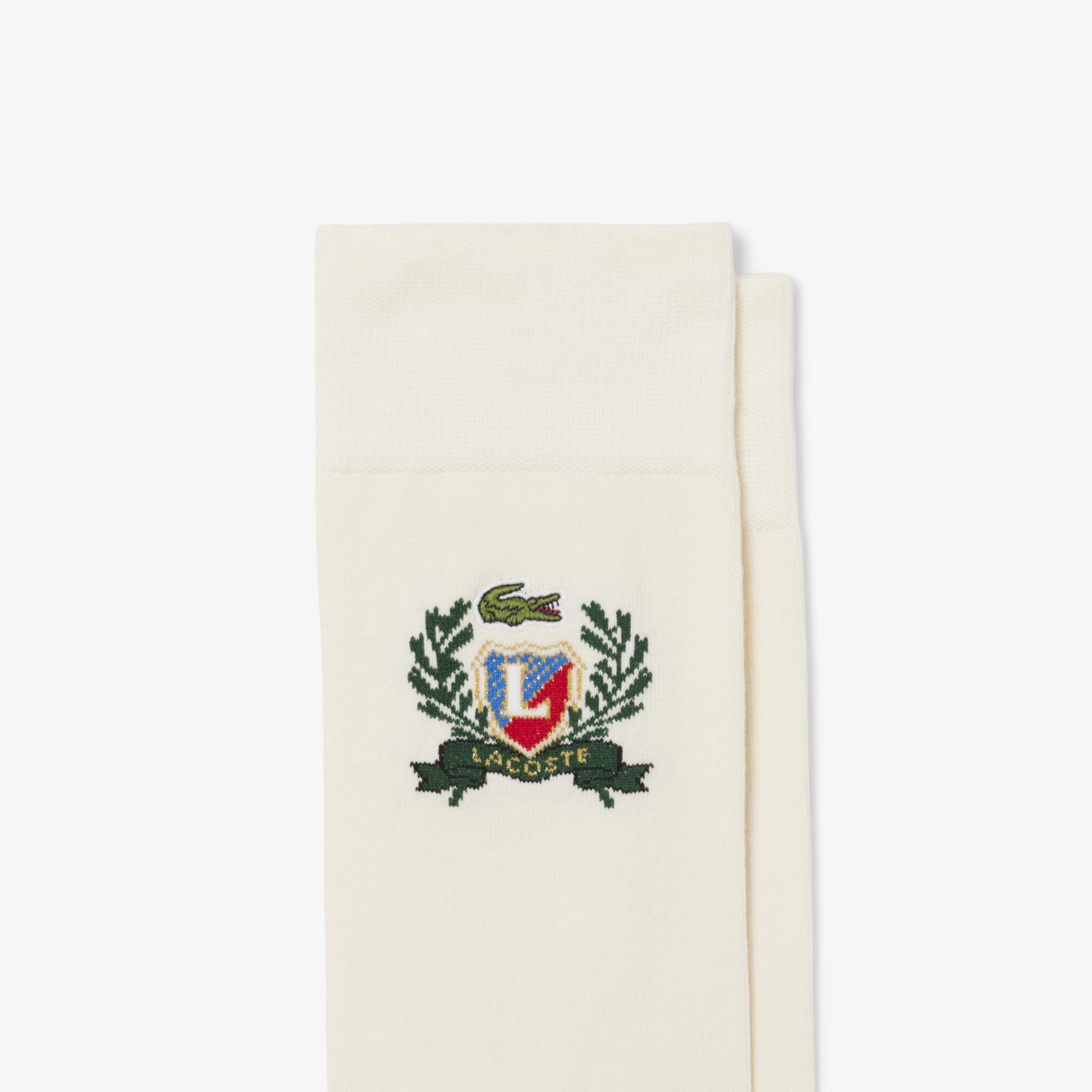 Lacoste Jacquard Shield Unisex Krem Çorap