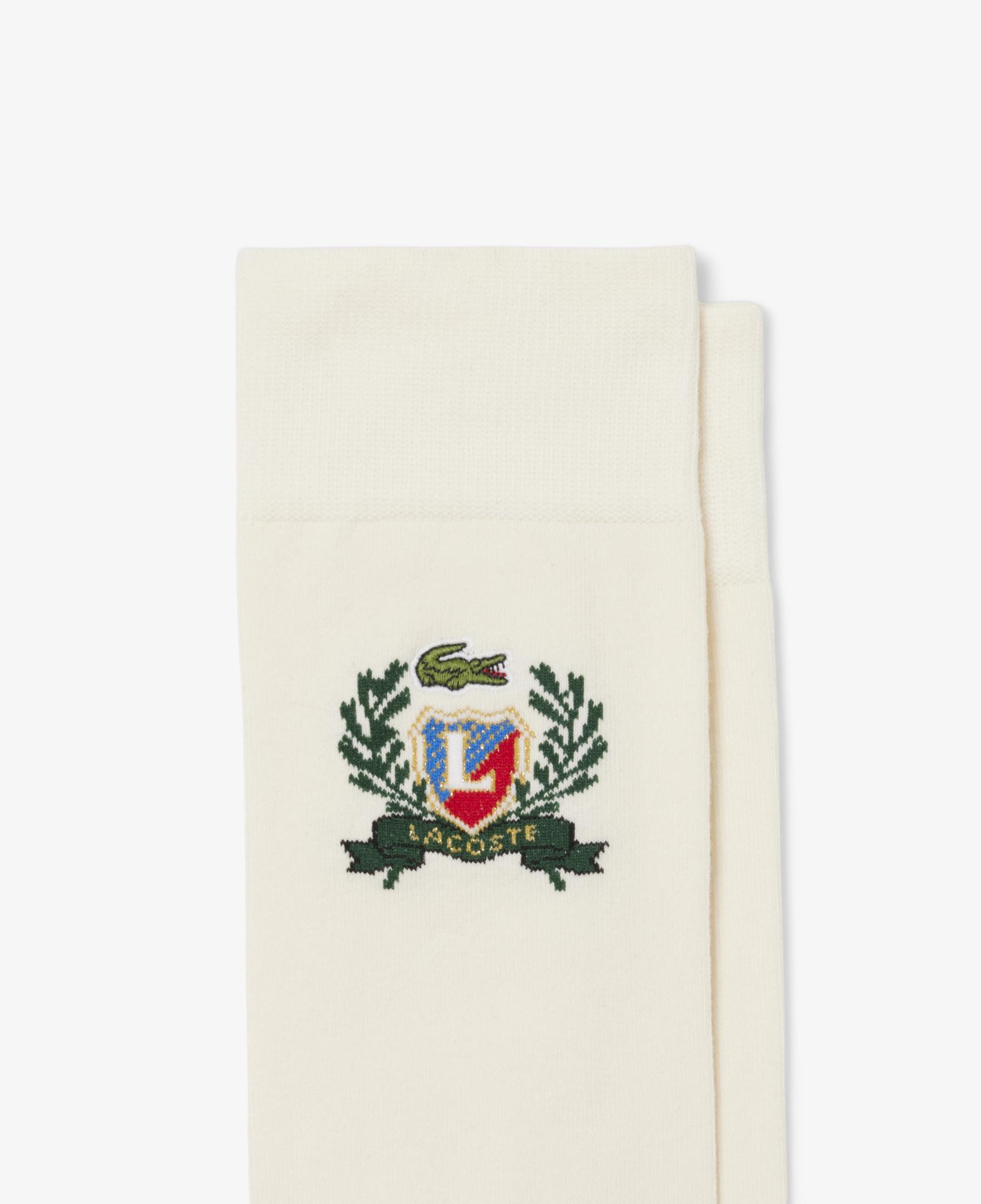 Lacoste Jacquard Shield Unisex Krem Çorap