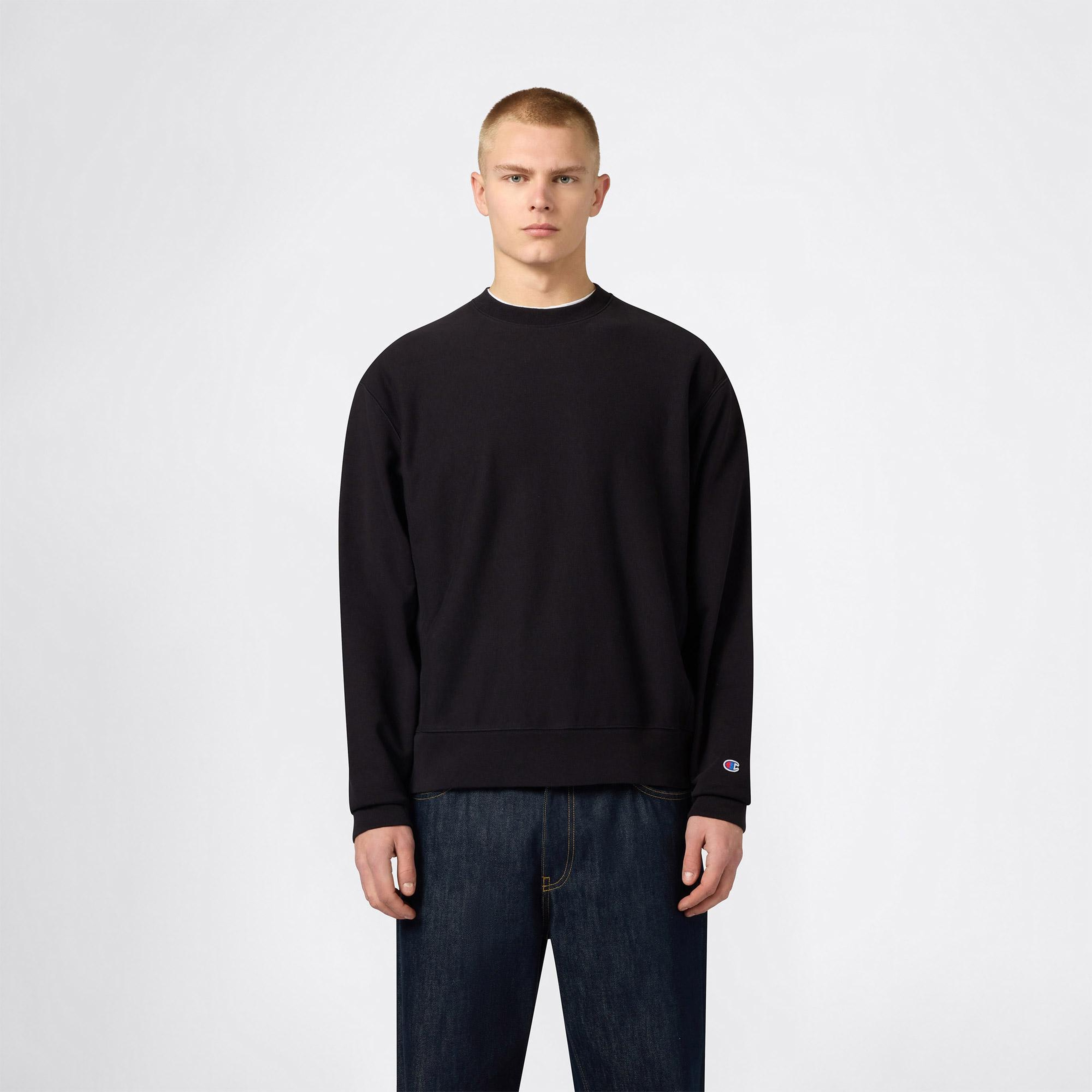 Champion Crewneck Regular Fit Erkek Siyah Sweatshirt