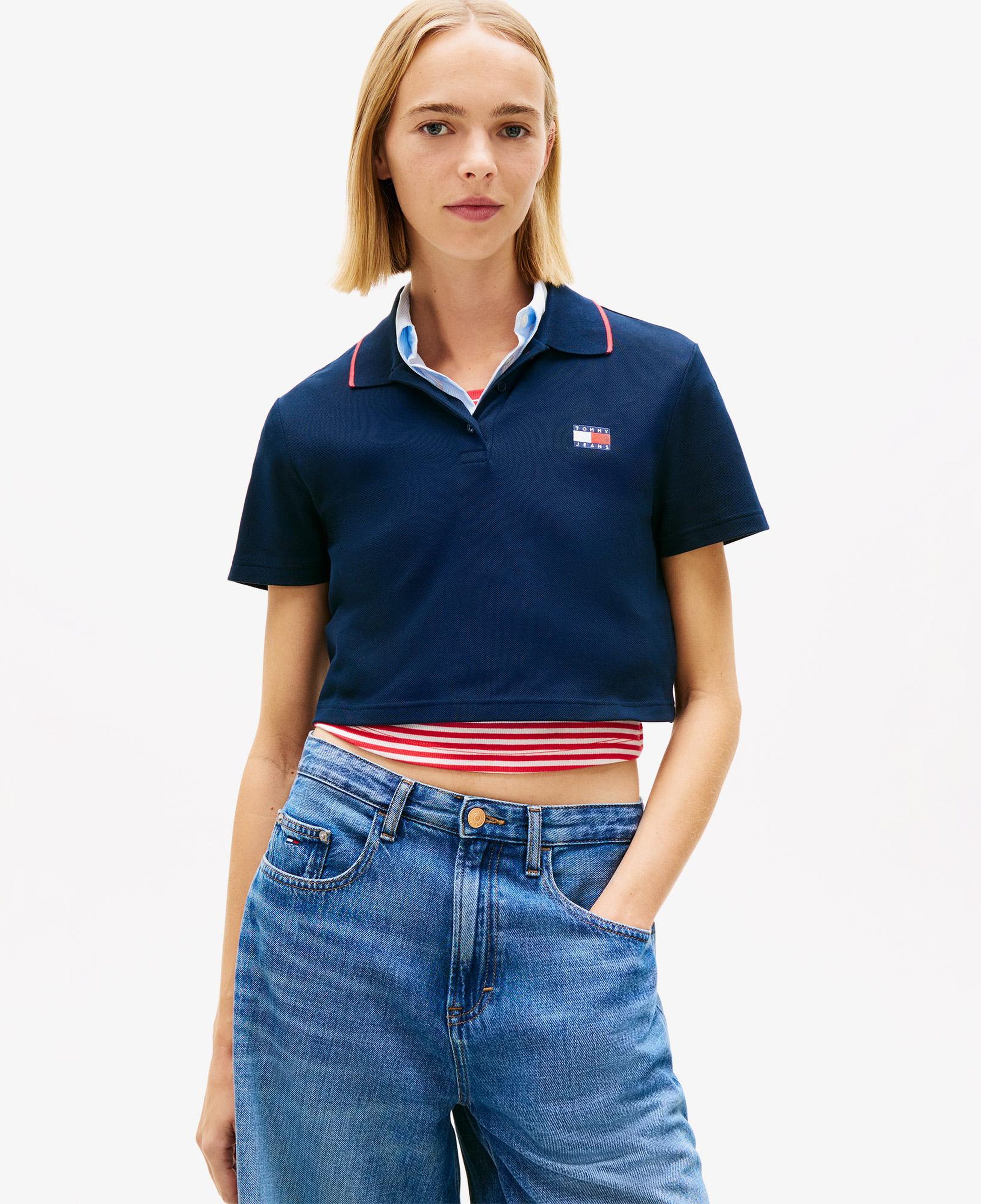 Tommy Hilfiger Cropped Short Sleeve Kadın Lacivert Polo