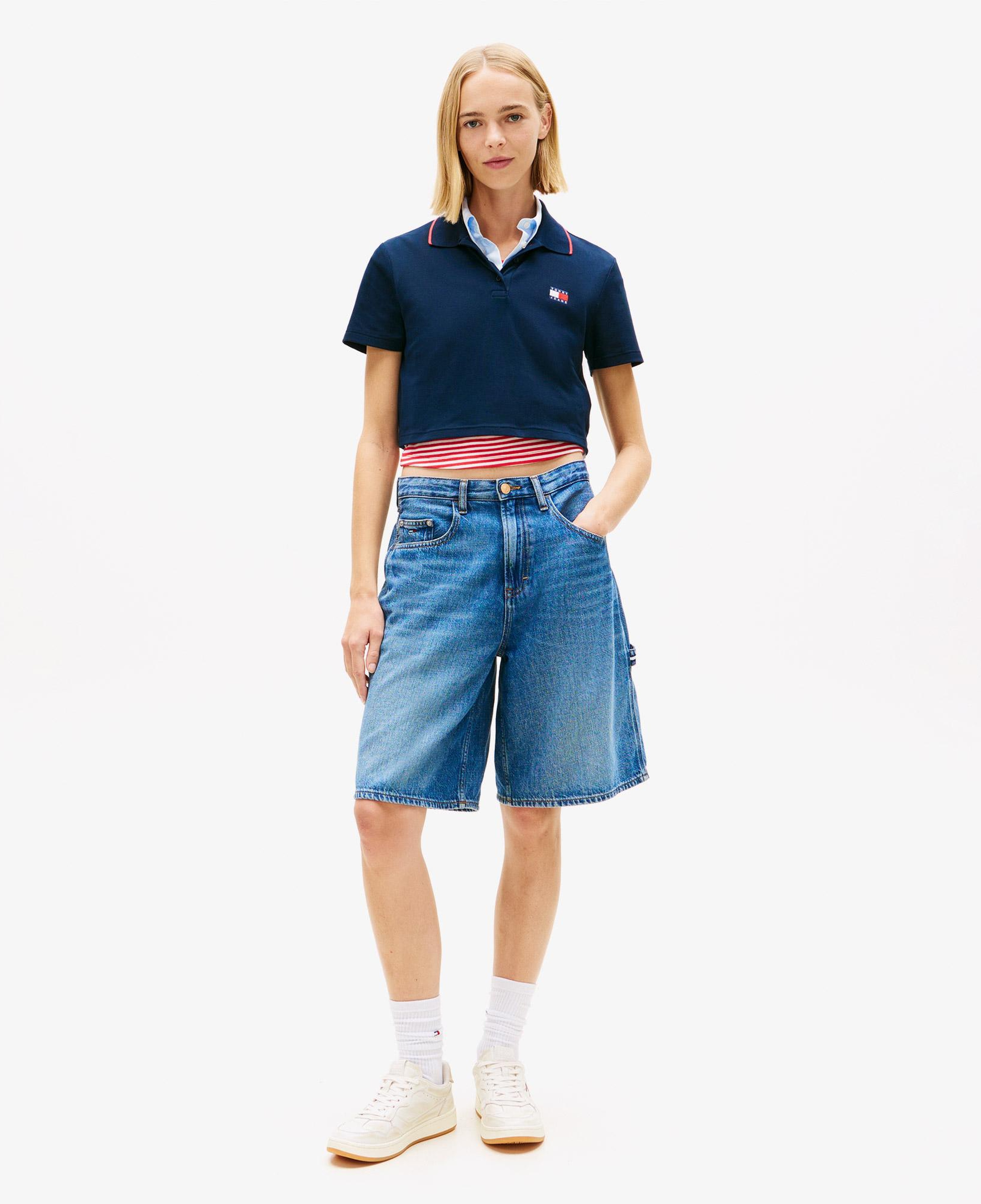 Tommy Hilfiger Cropped Short Sleeve Kadın Lacivert Polo