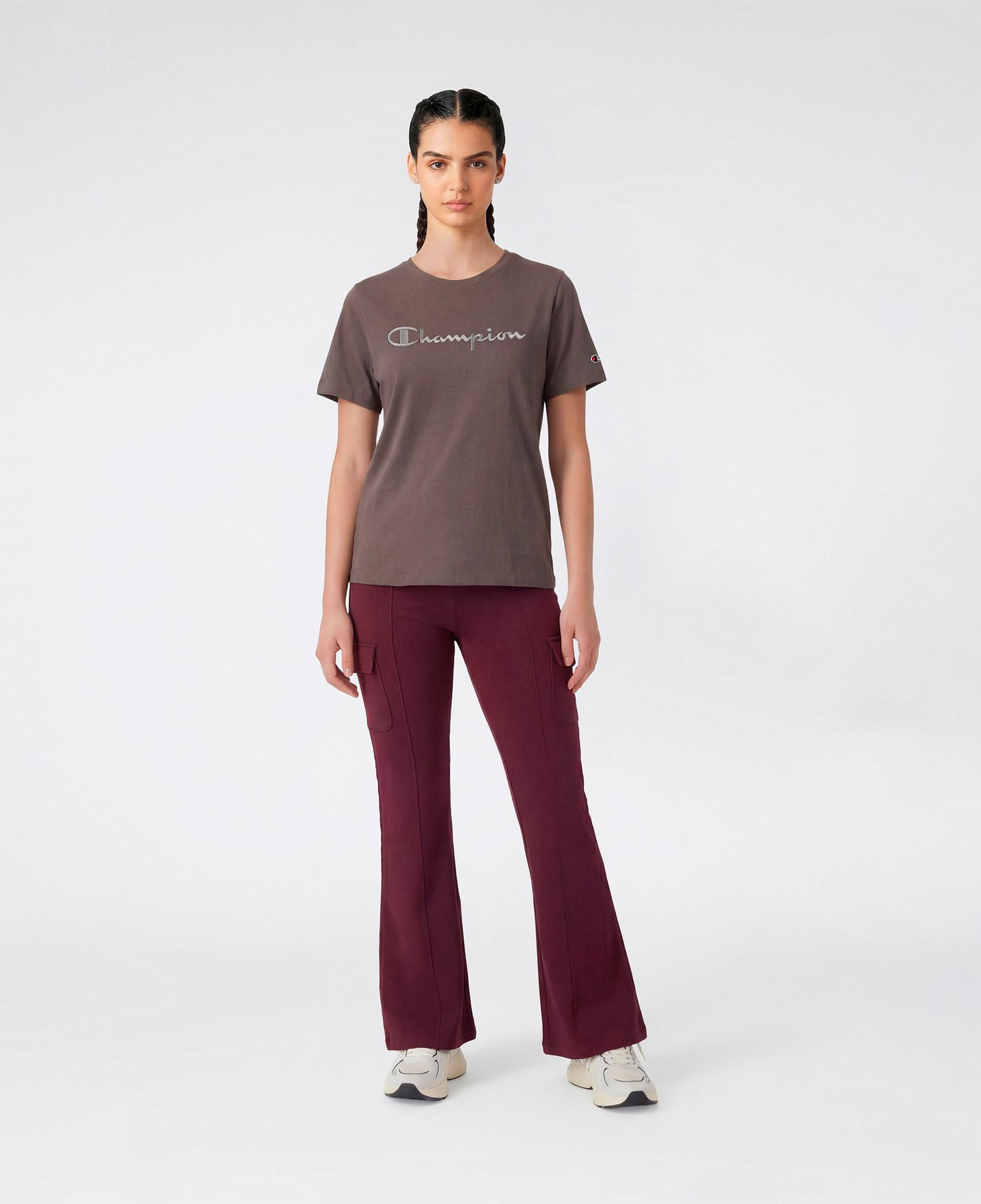 Champion SS Regular Fit Kadın Gri T-Shirt