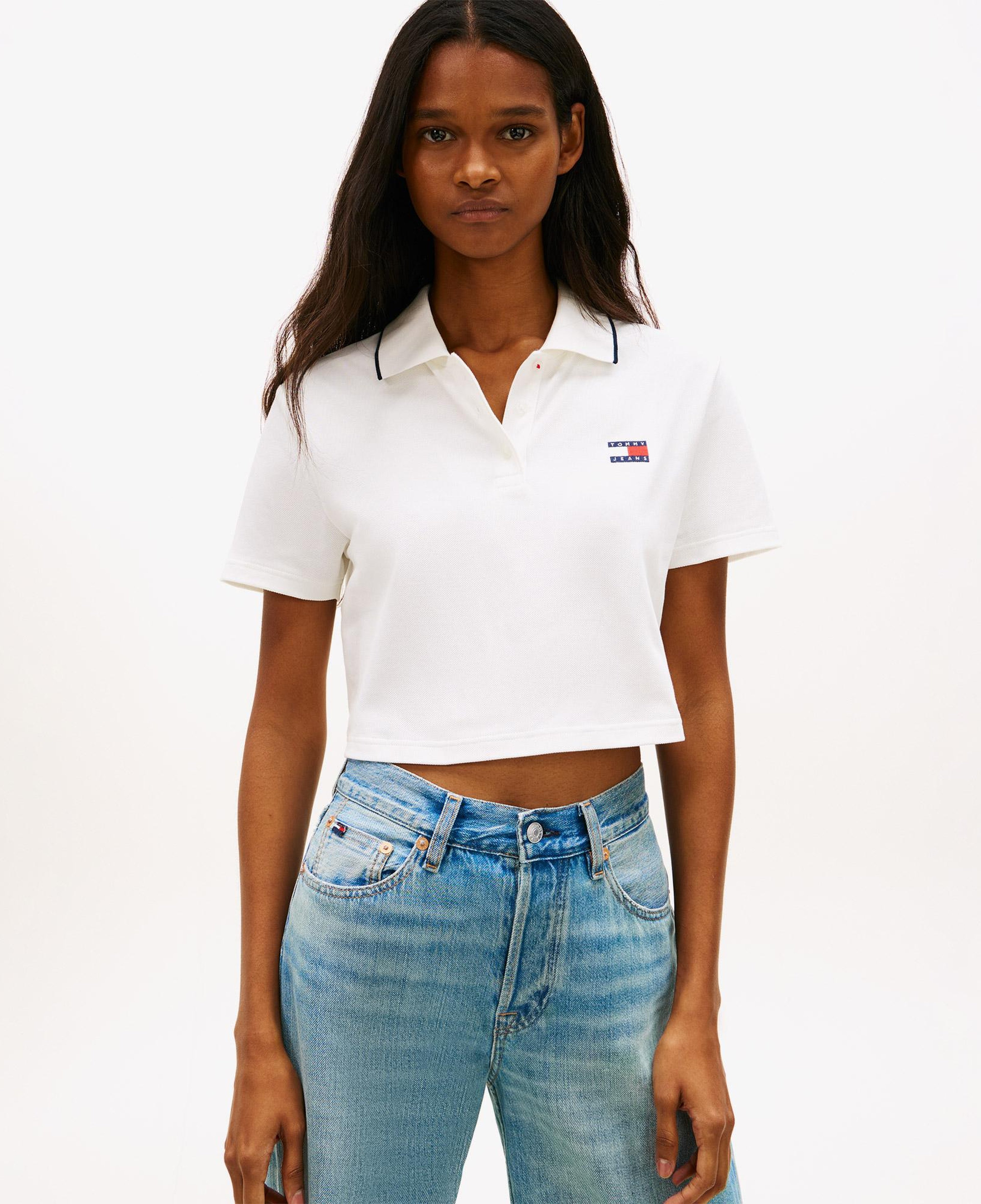Tommy Hilfiger Cropped Short Sleeve Kadın Beyaz Polo