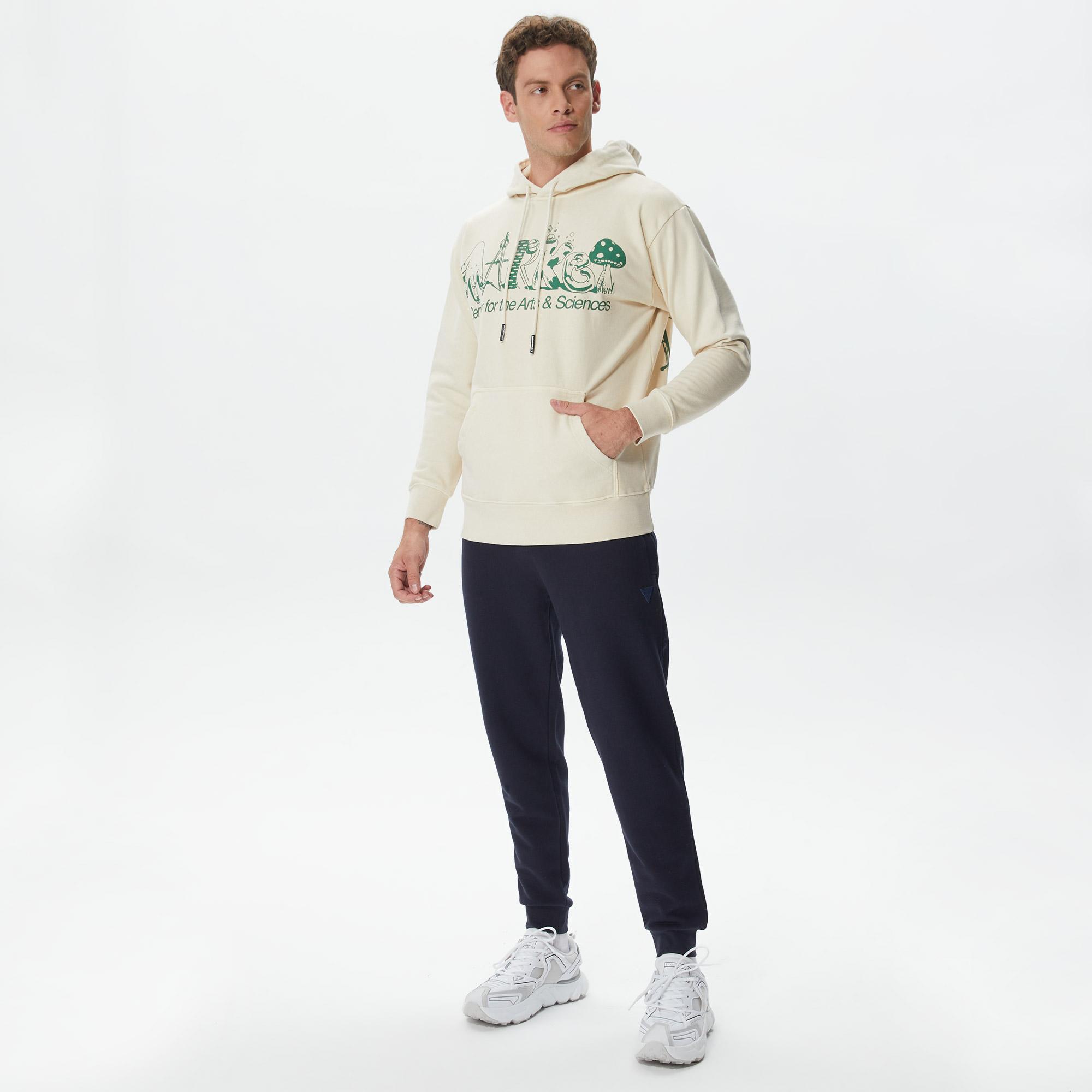 Market Smiley Art Erkek Krem Hoodie