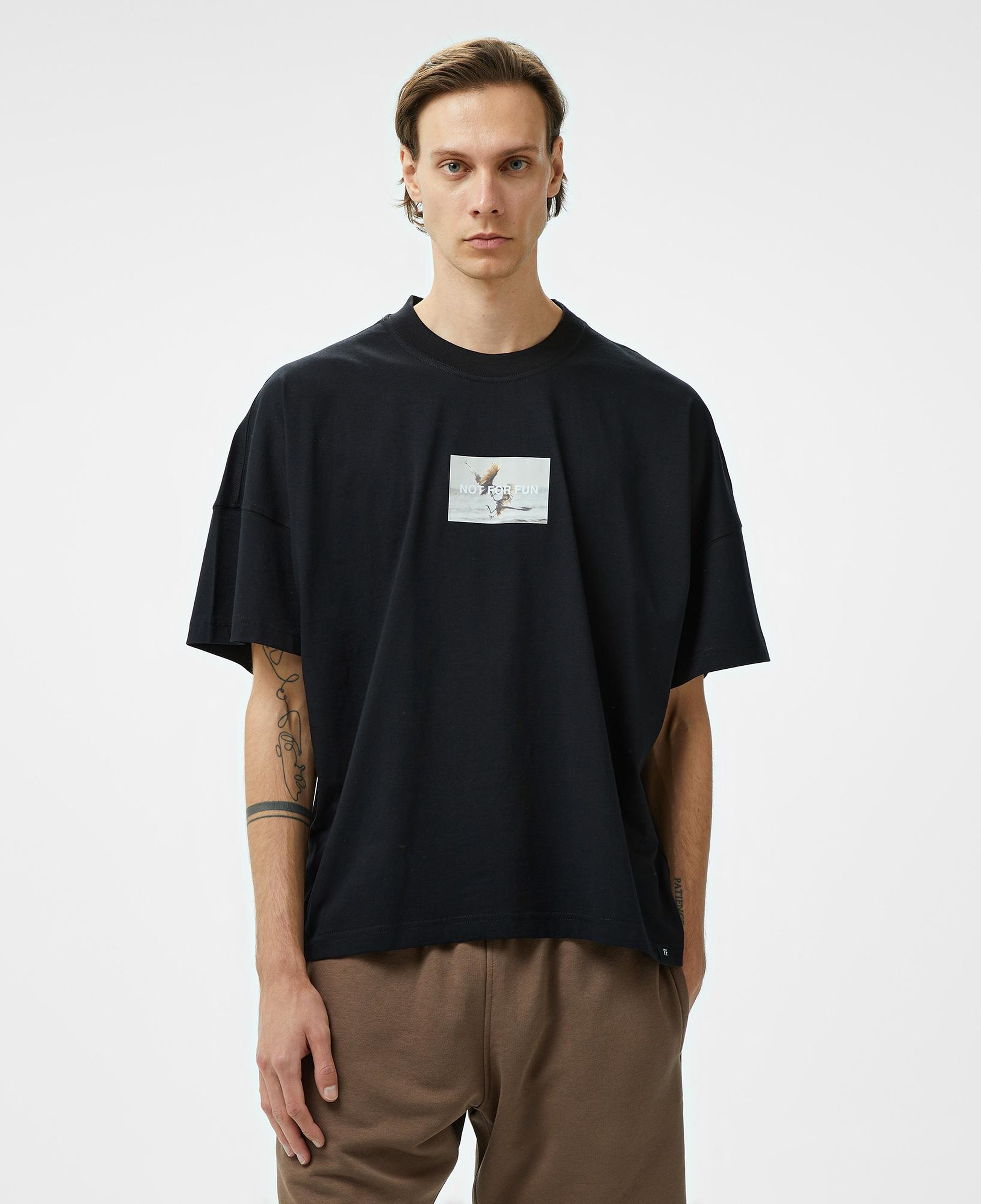 Forfun Not For Fun 003 Oversize Drop Shoulder Erkek Siyah T-Shirt