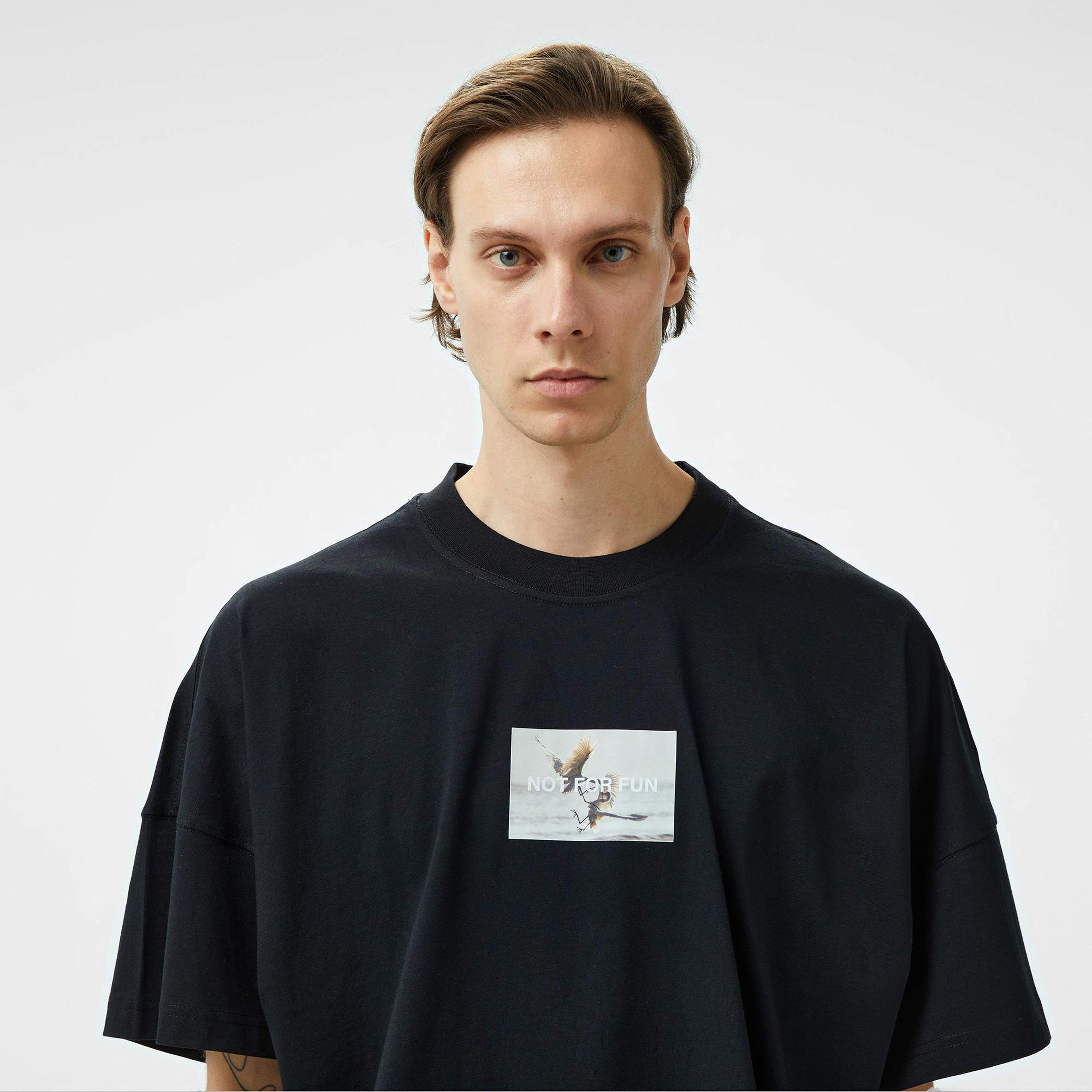 Forfun Not For Fun 003 Oversize Drop Shoulder Erkek Siyah T-Shirt
