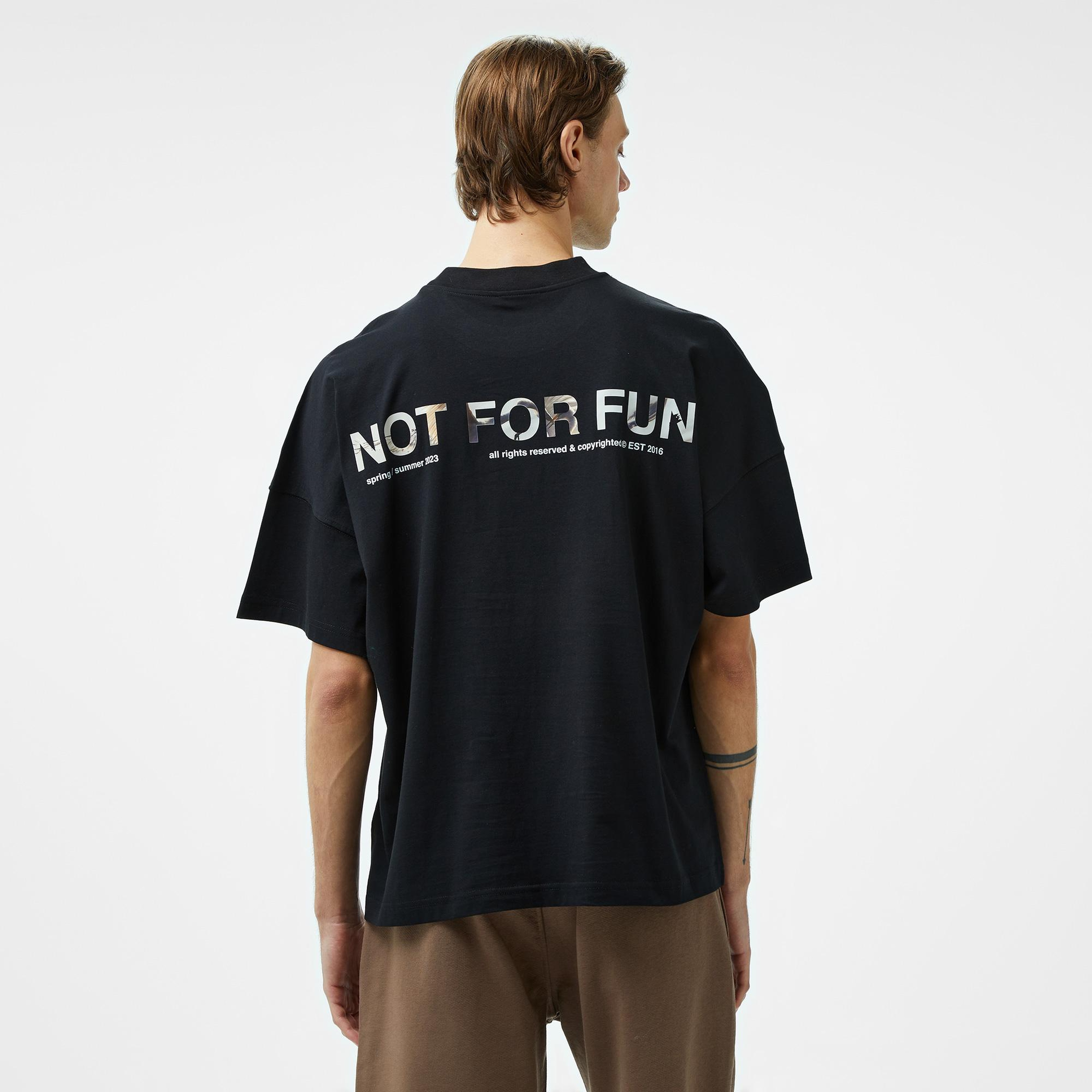 Forfun Not For Fun 003 Oversize Drop Shoulder Erkek Siyah T-Shirt
