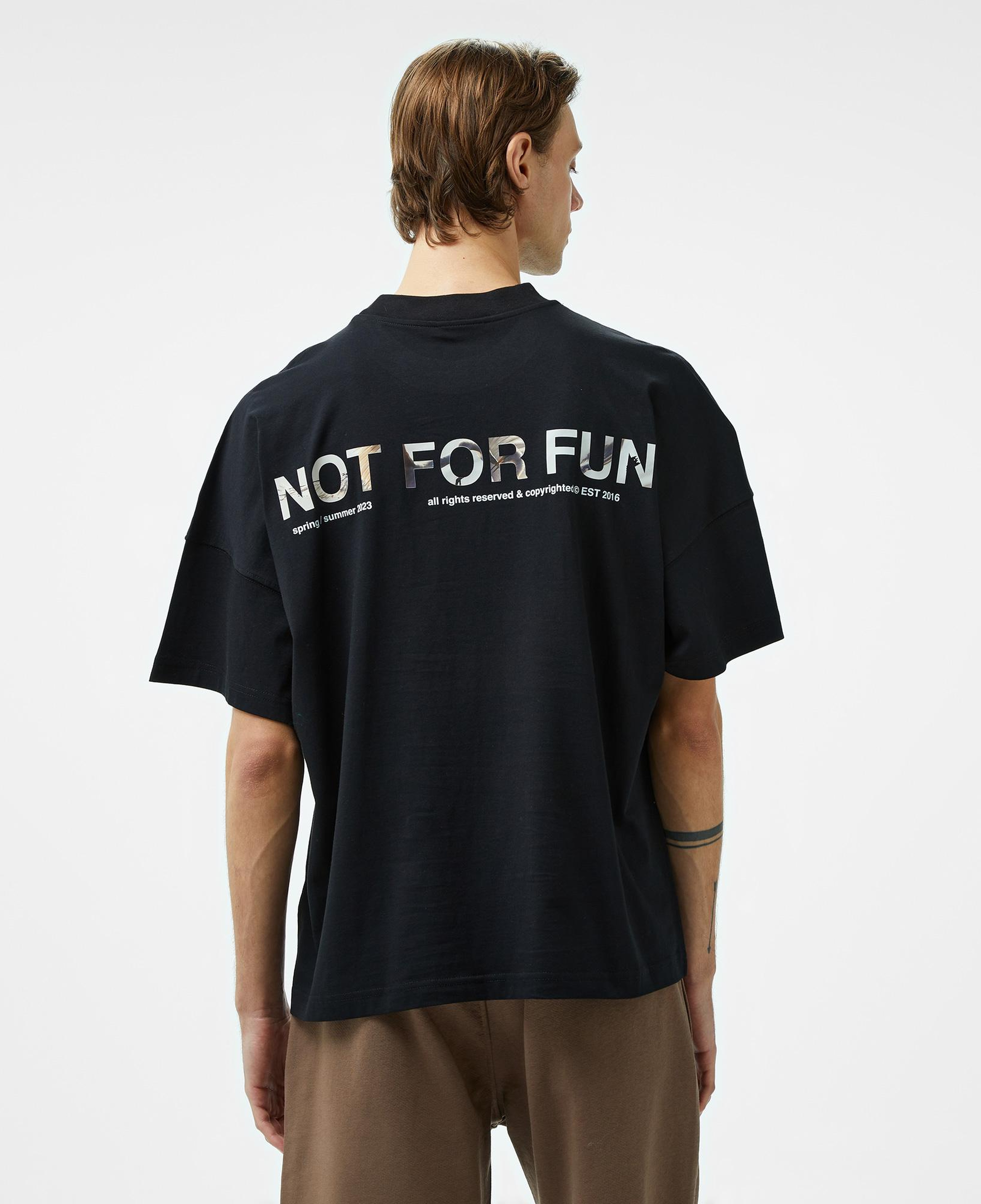 Forfun Not For Fun 003 Oversize Drop Shoulder Erkek Siyah T-Shirt