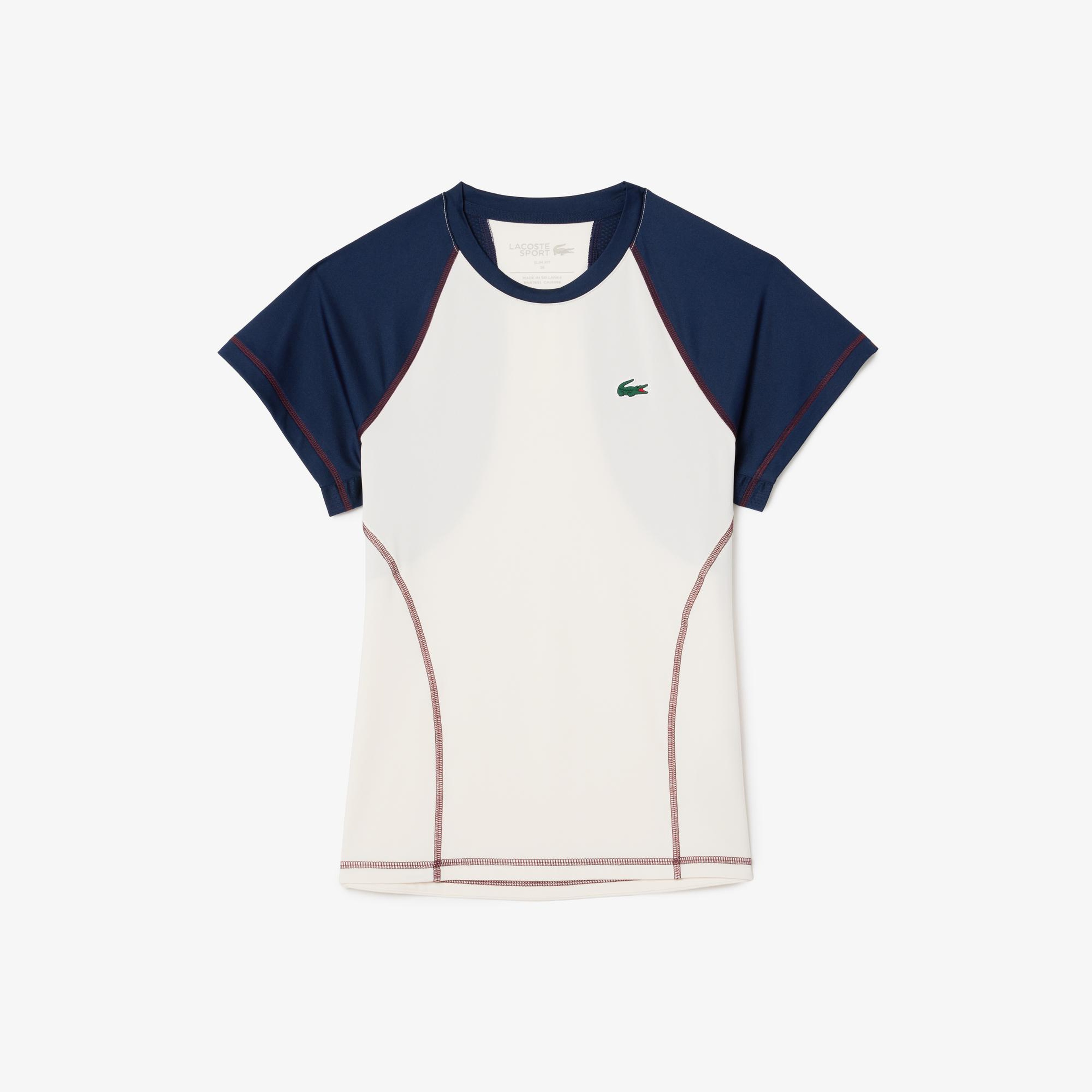 Lacoste Slim Fit Ultra Dry Stretch Sport Kadın Beyaz T-Shirt