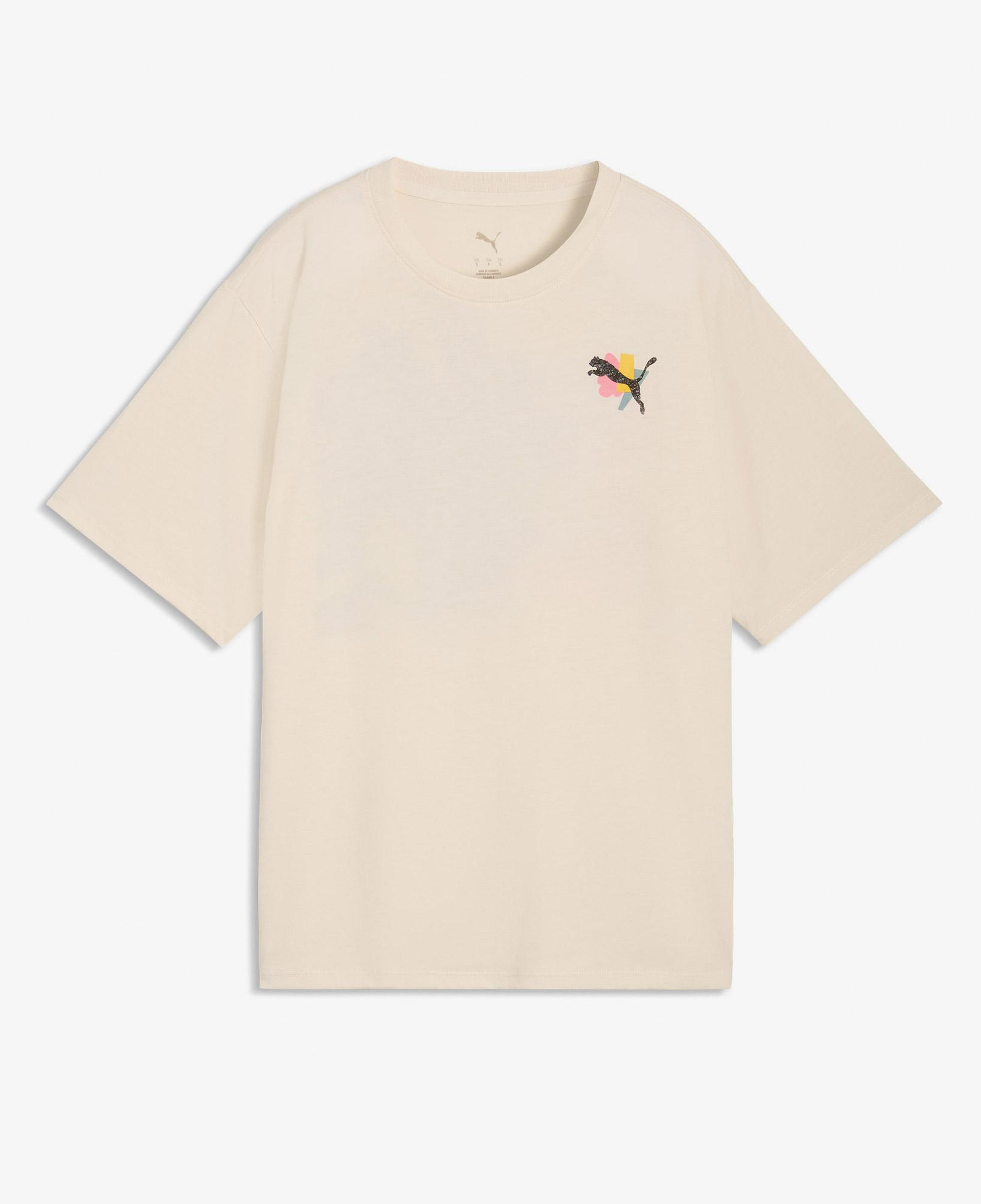 Puma Cat Graphic Kadın Krem Antrenman T-Shirt