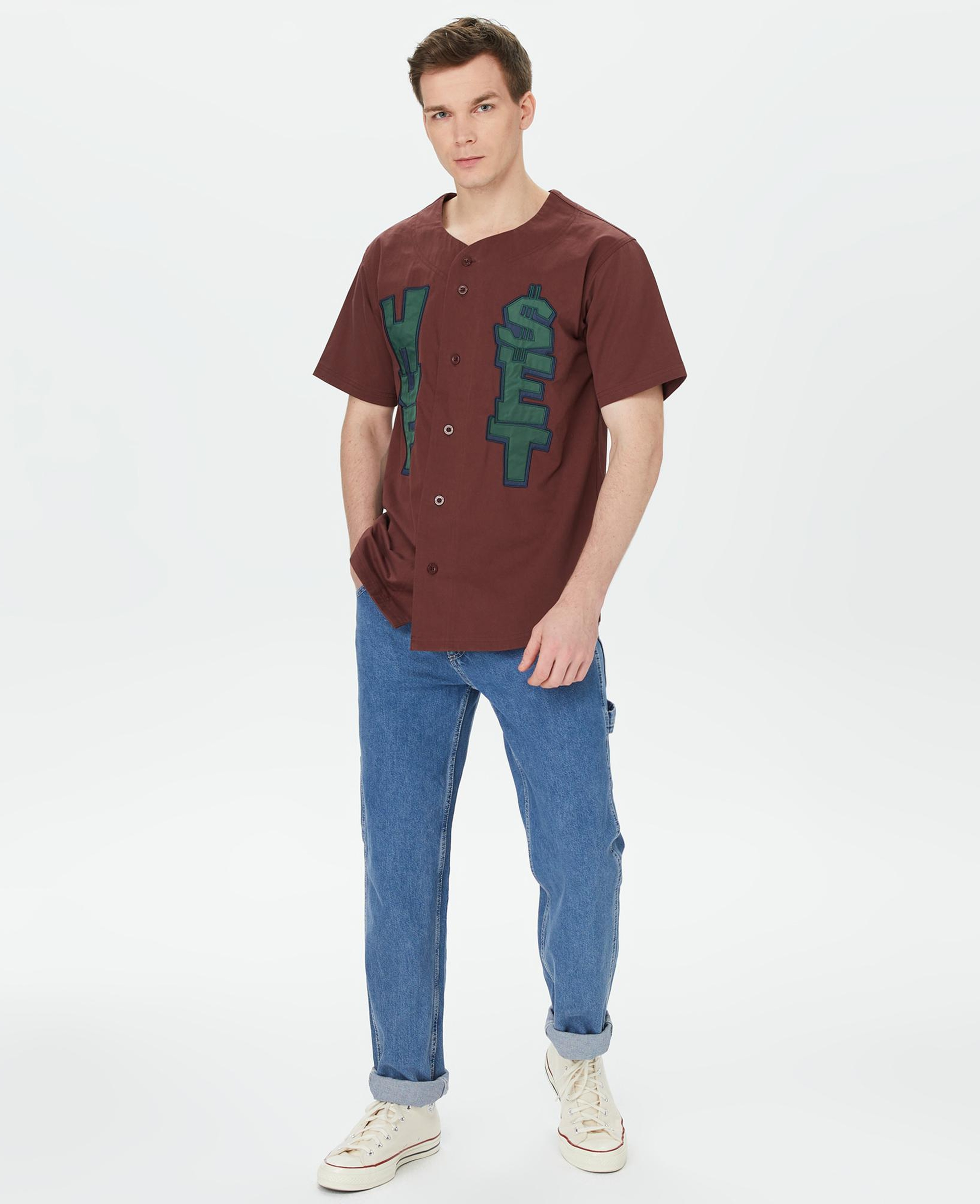 HUF Team Baseball Erkek Bordo Gömlek