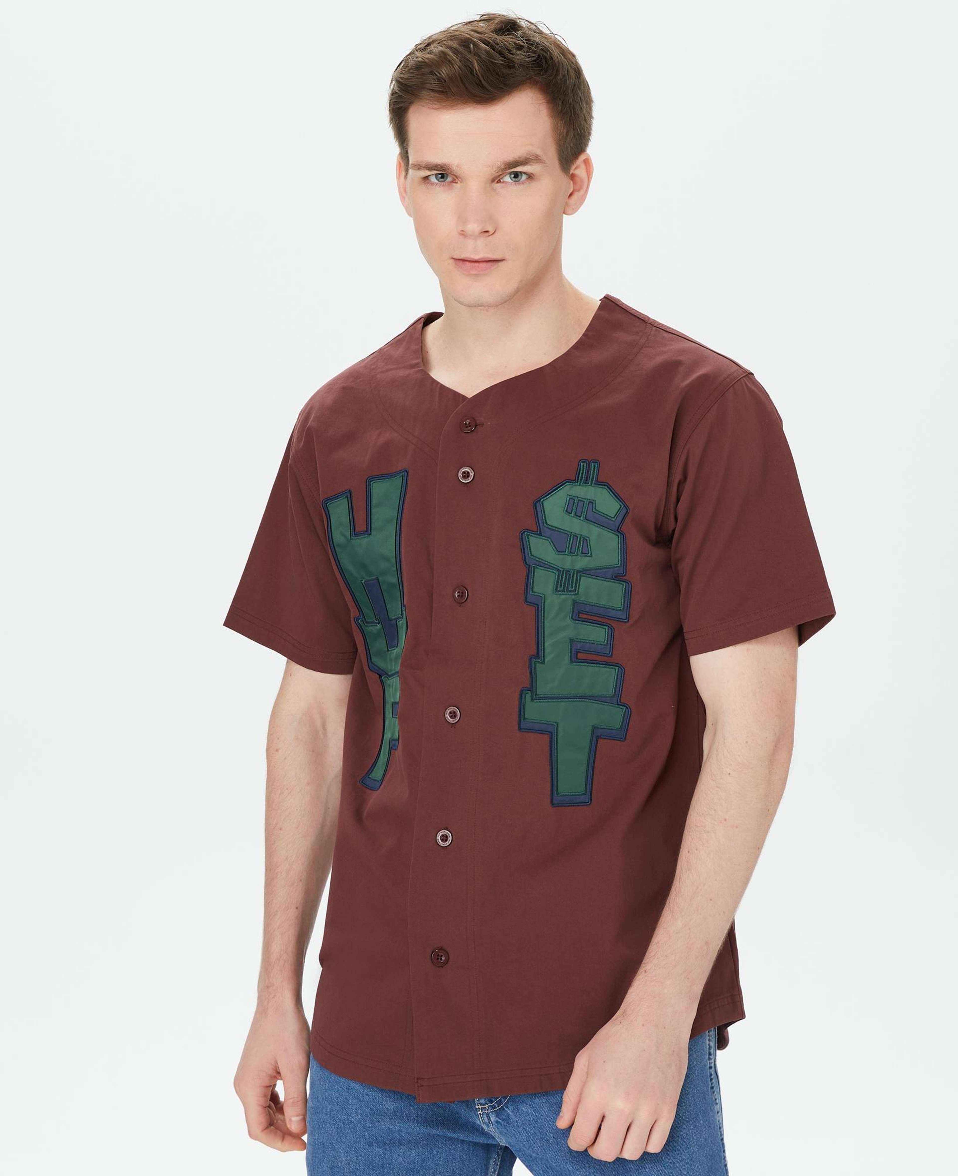 HUF Team Baseball Erkek Bordo Gömlek