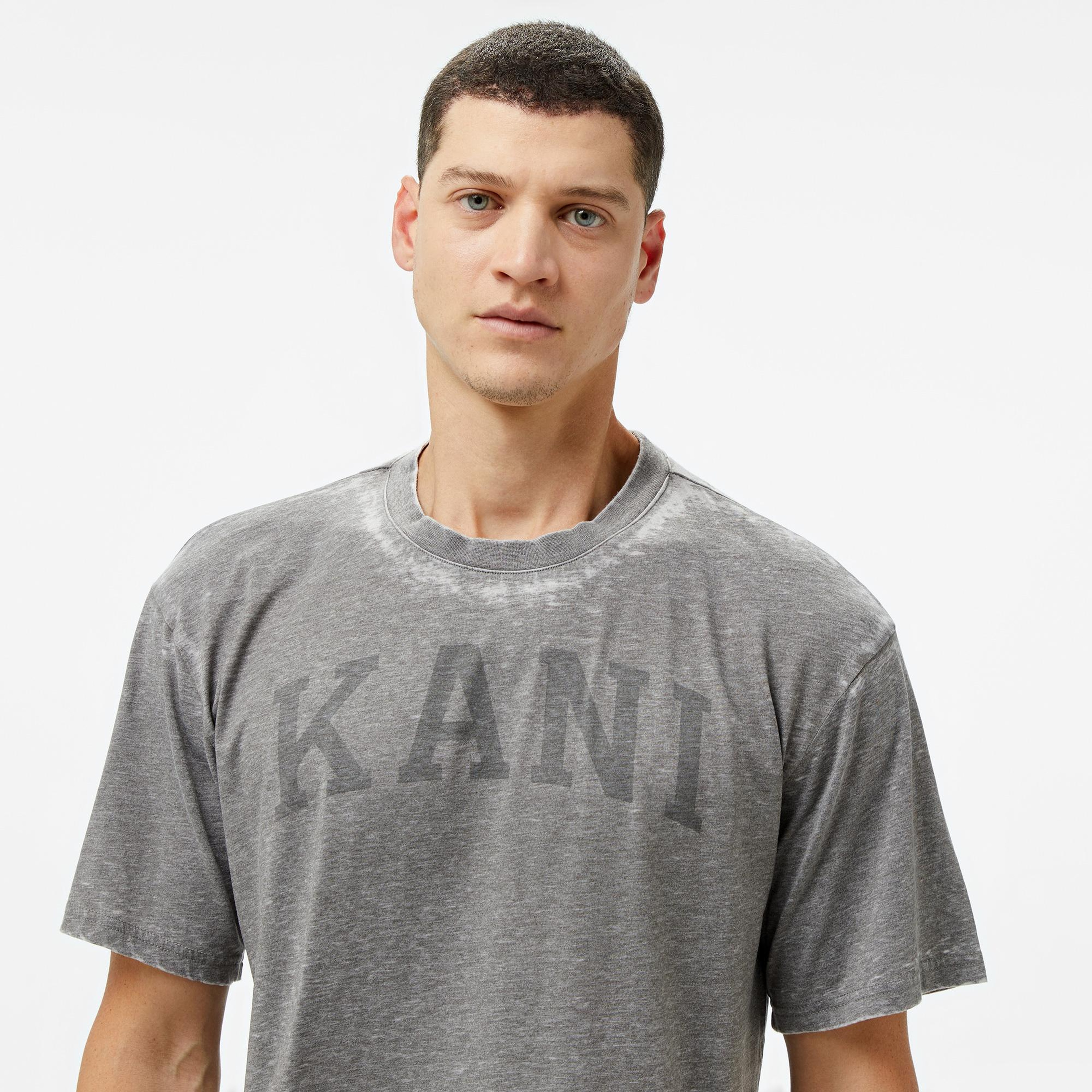 Karl Kani Serif Burnout  Erkek Gri T-Shirt