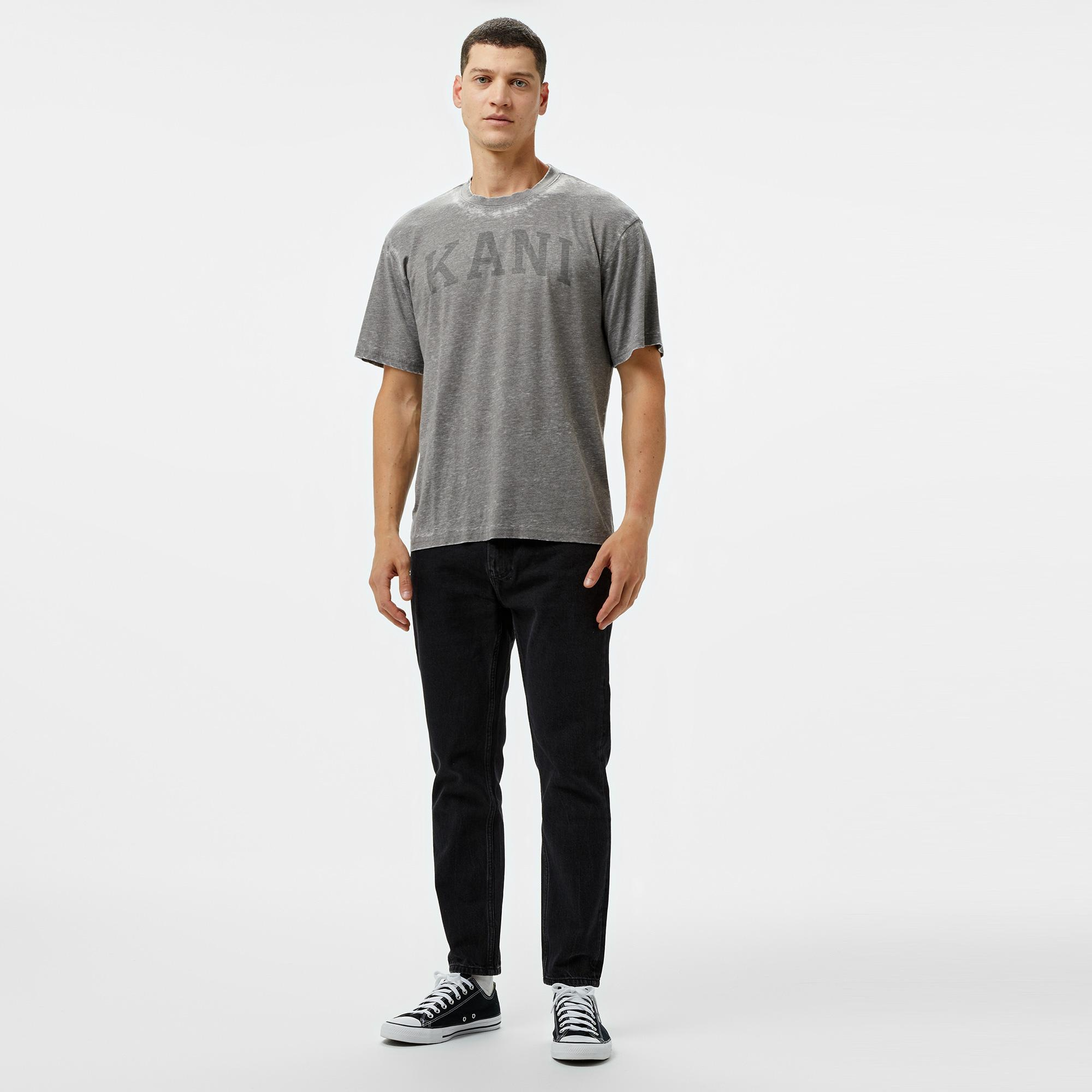 Karl Kani Serif Burnout  Erkek Gri T-Shirt