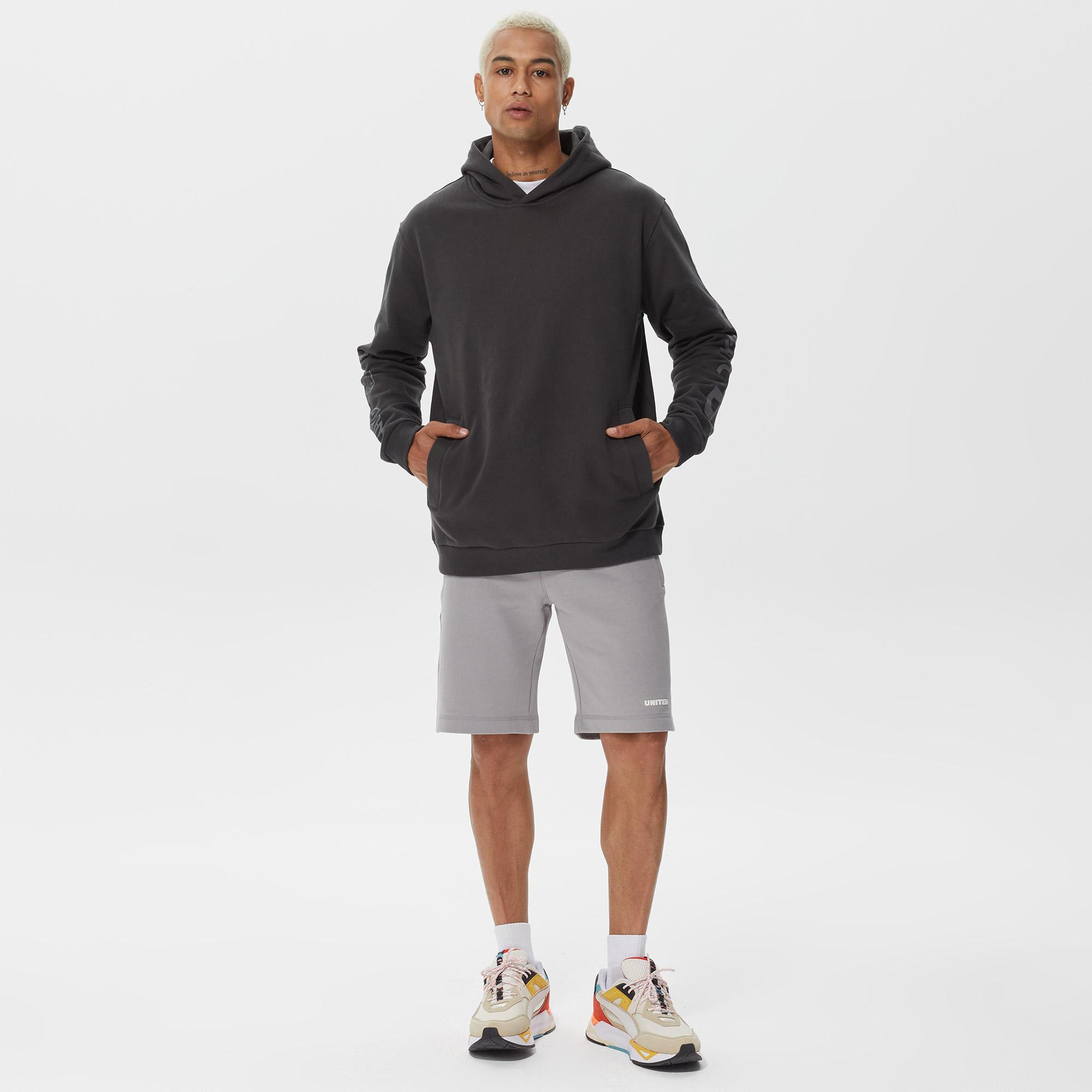 UNITED4 Classic Erkek Gri Hoodie