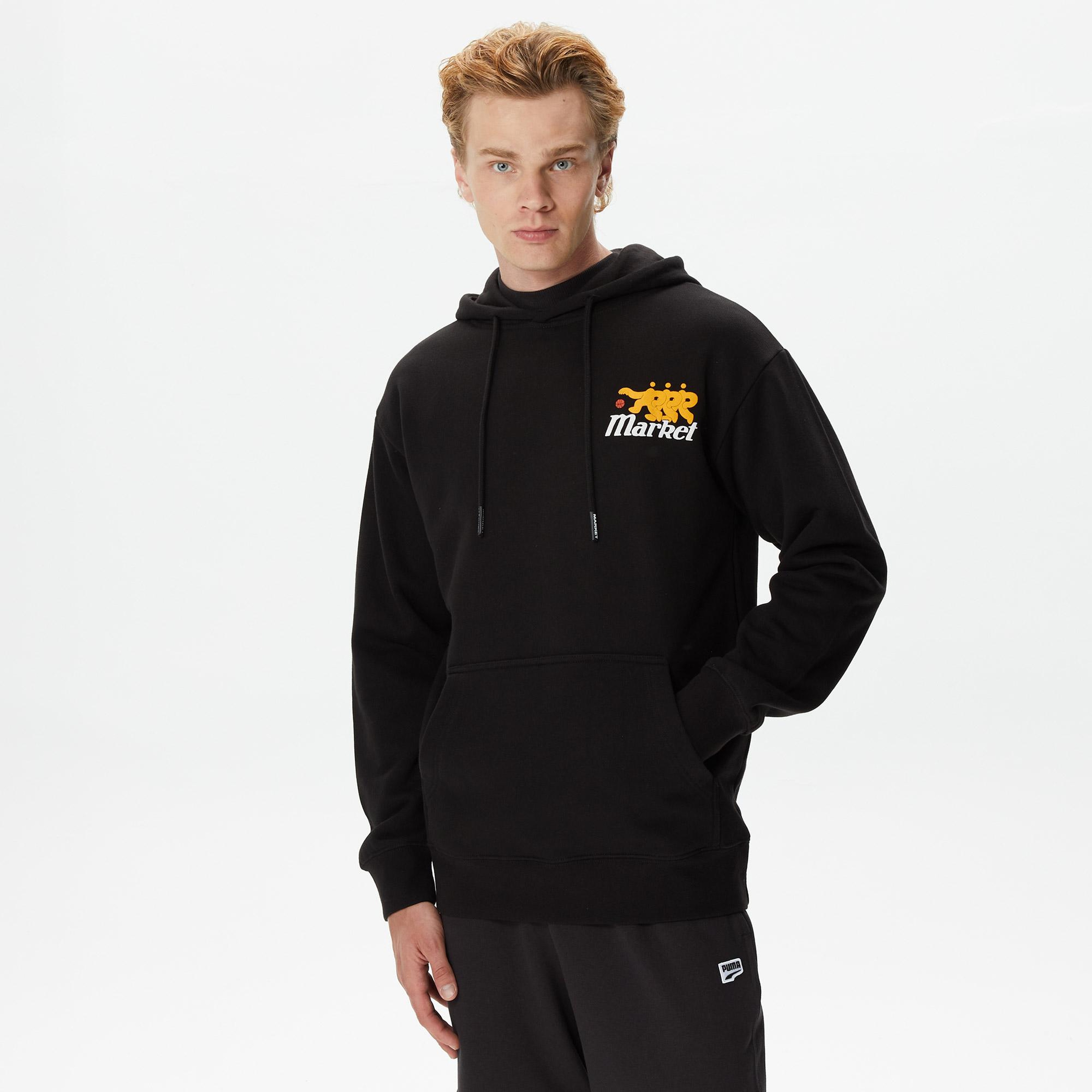Market Morning Pick Up Mesh Erkek Siyah Hoodie