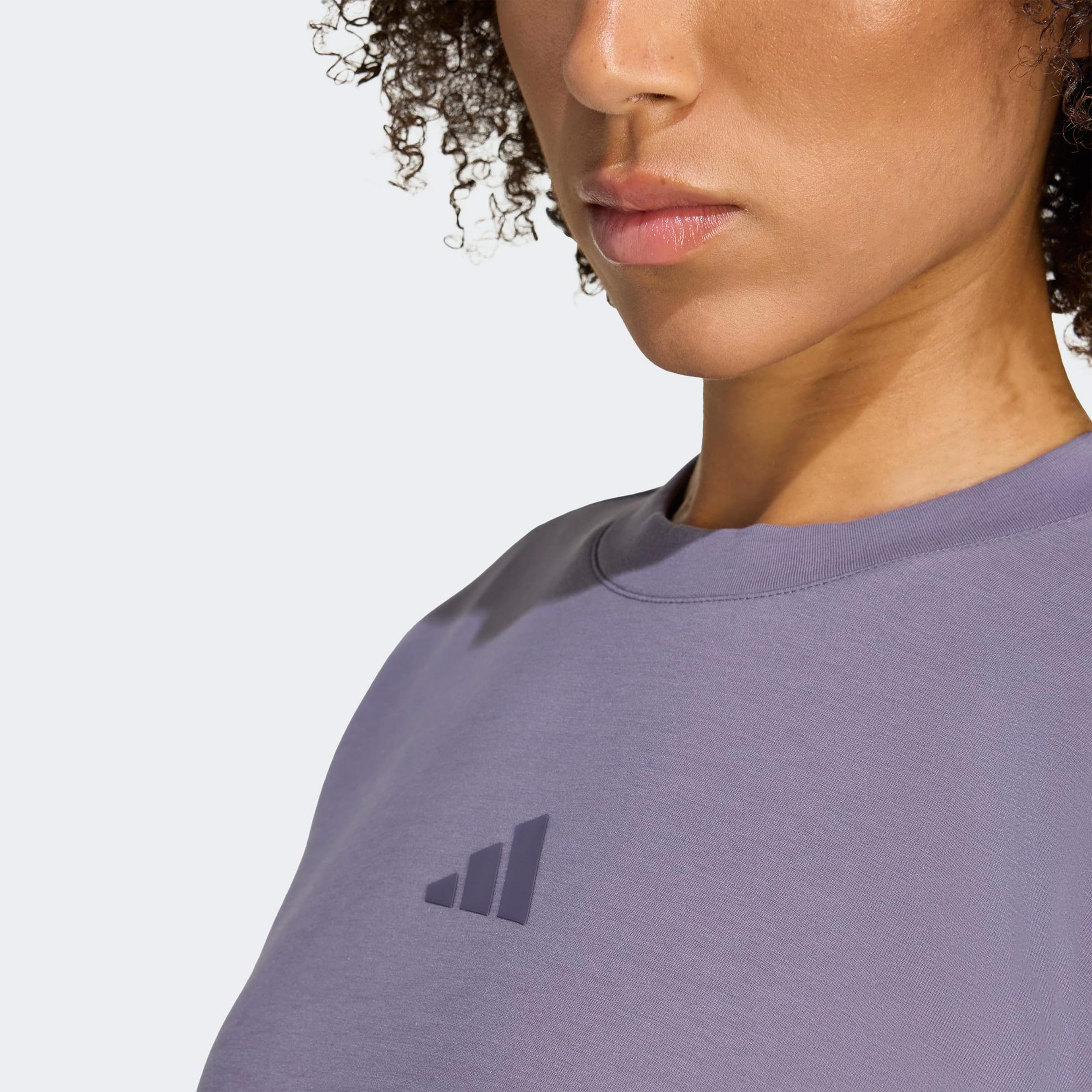 adidas Designed For Training Warm Up Crewneck Kadın Mor Antrenman Sweatshirt