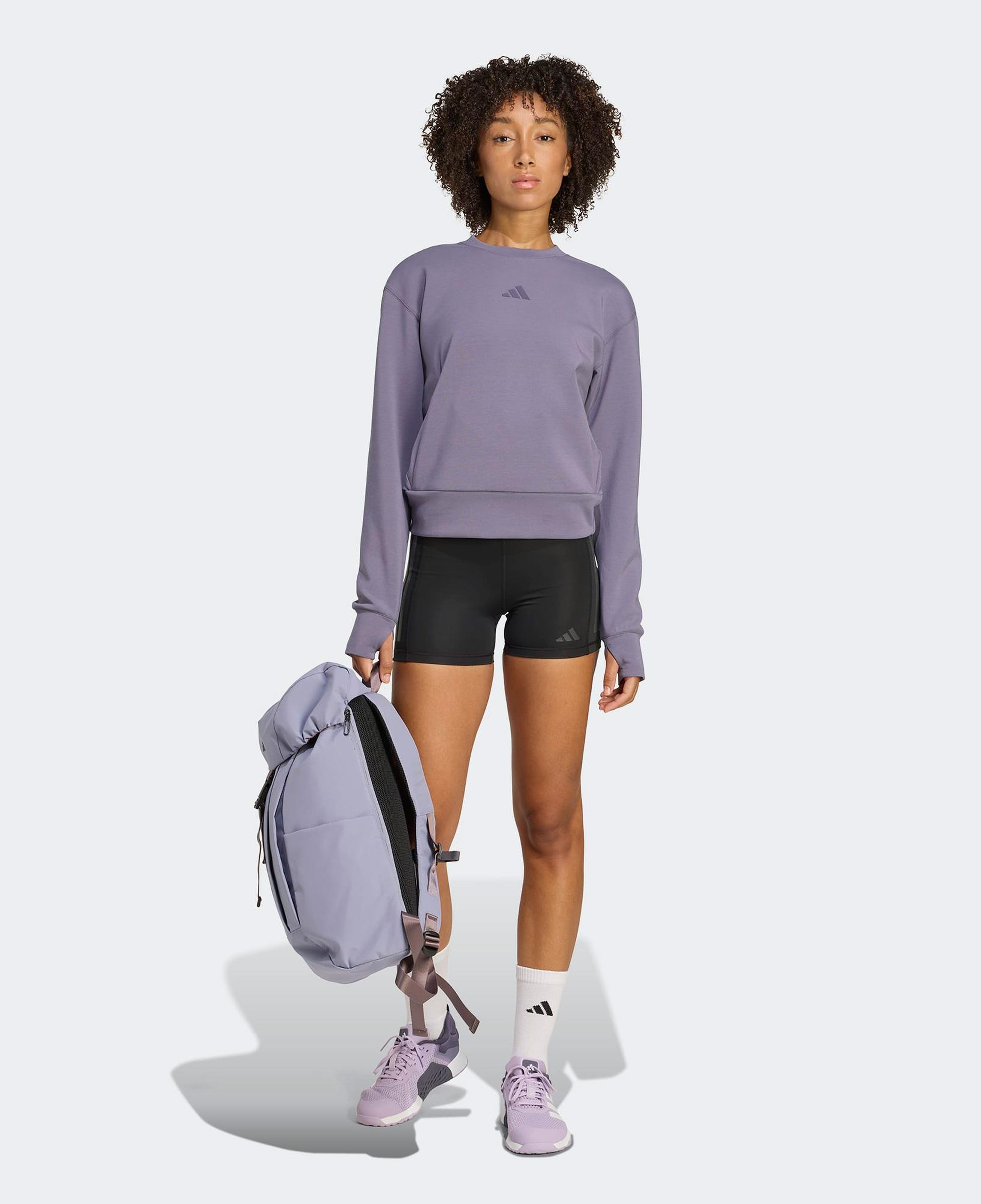 adidas Designed For Training Warm Up Crewneck Kadın Mor Antrenman Sweatshirt