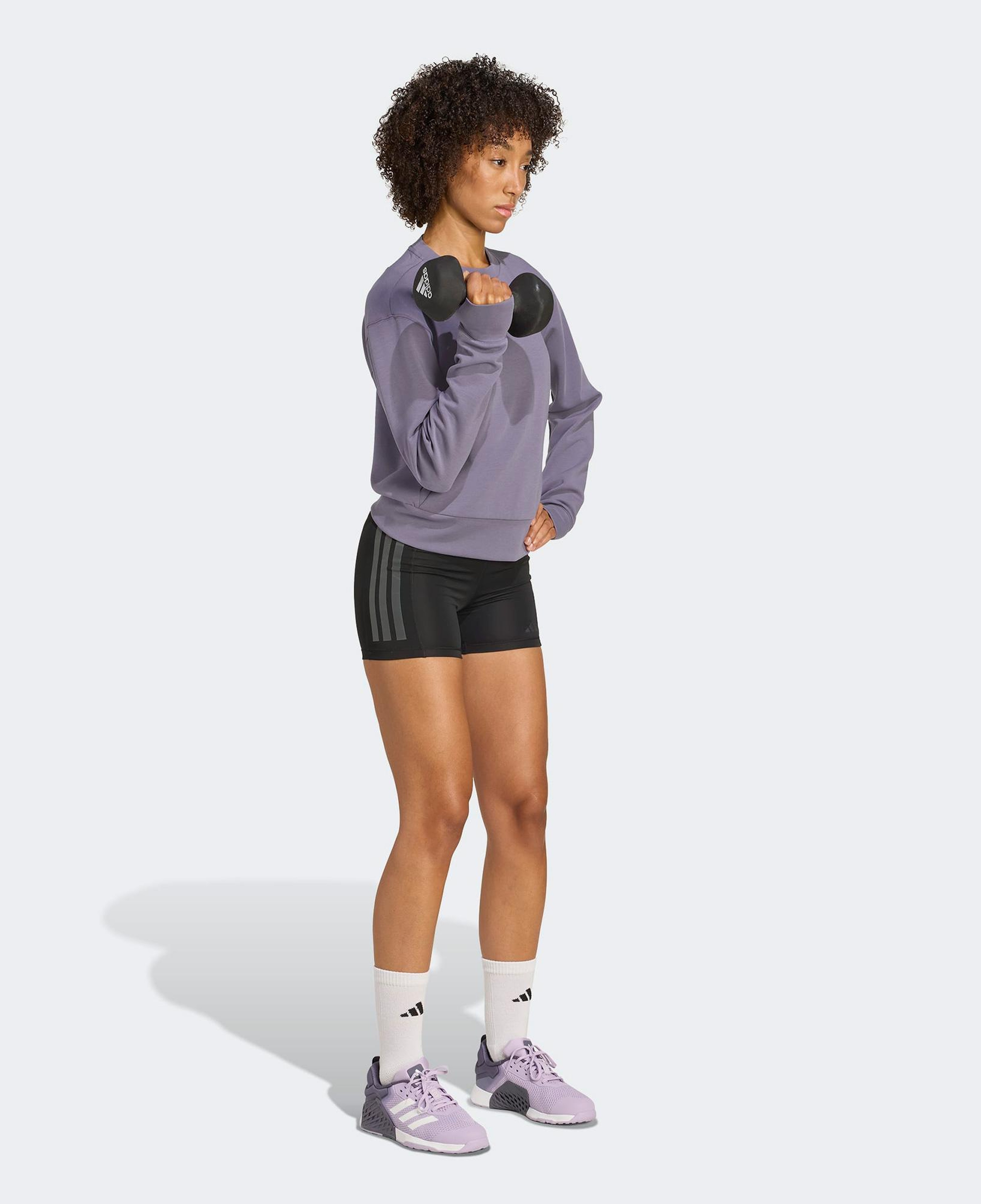 adidas Designed For Training Warm Up Crewneck Kadın Mor Antrenman Sweatshirt