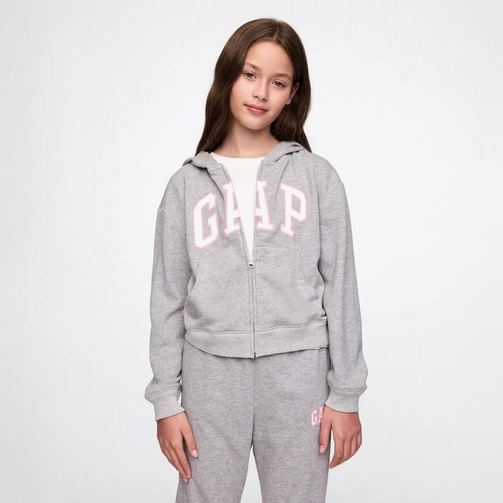 Gap V-Frch Logo Çocuk Gri Sweatshirt