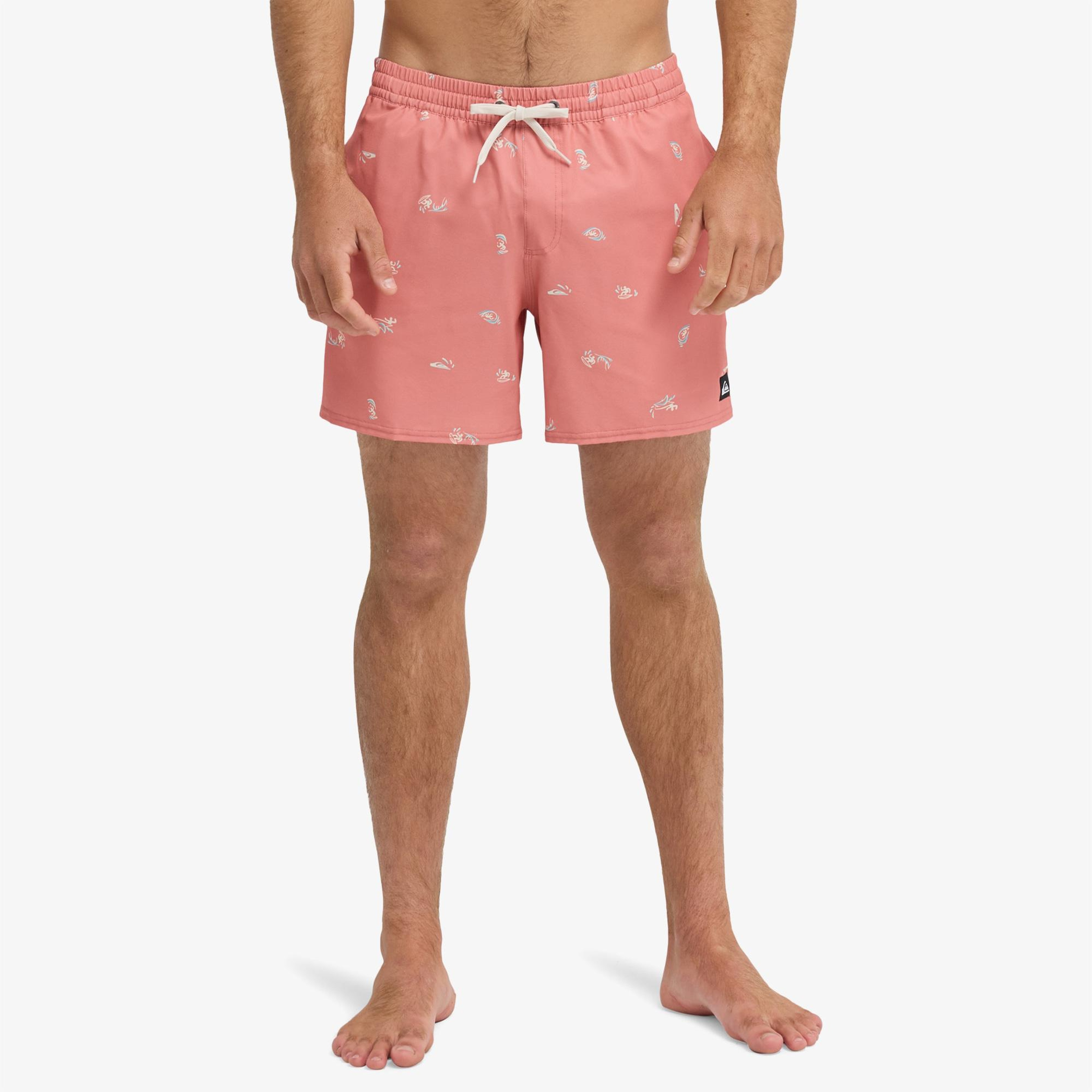 QuiksiStretch Printed Erkek Pembe Deniz Şortu