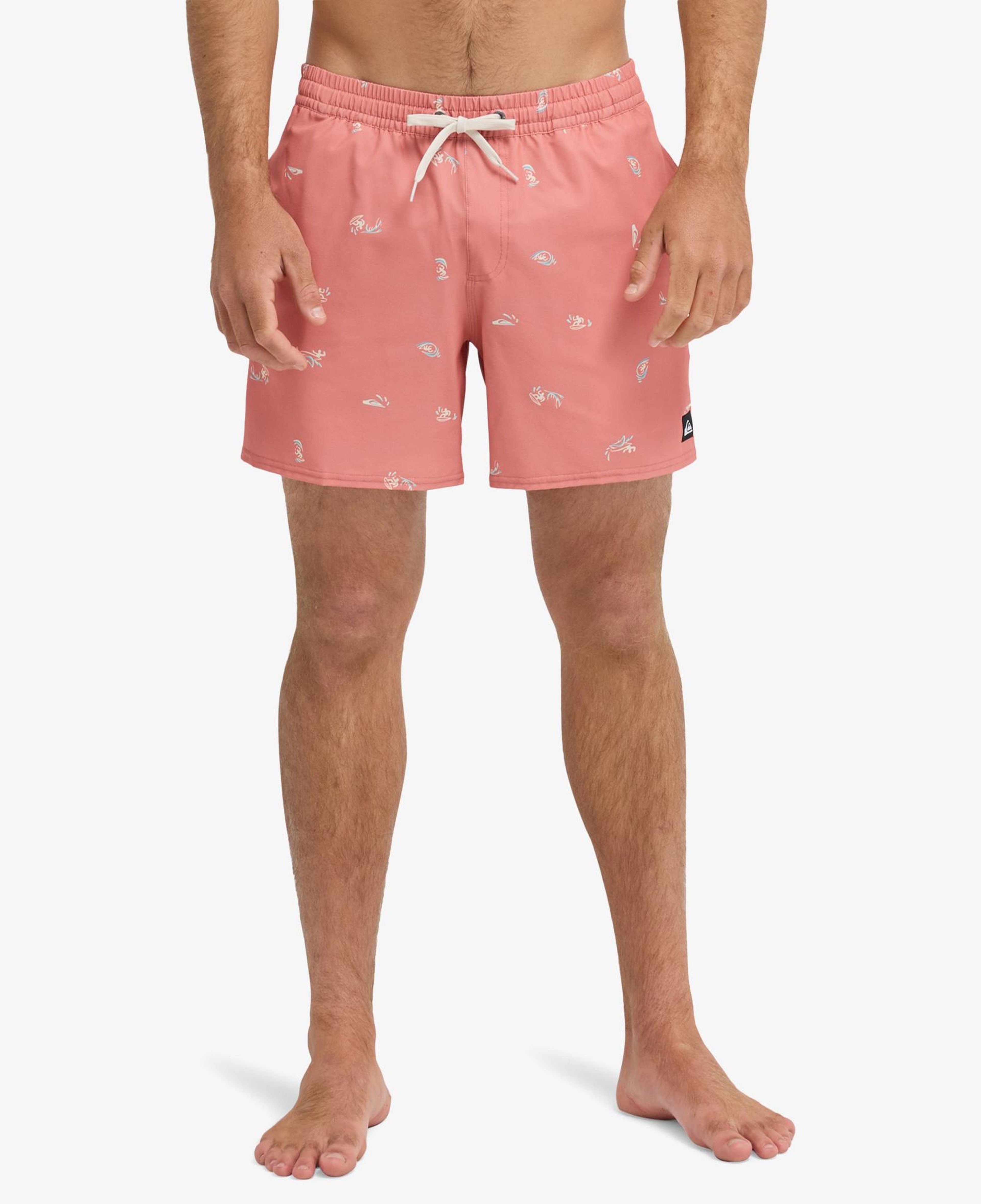 QuiksiStretch Printed Erkek Pembe Deniz Şortu