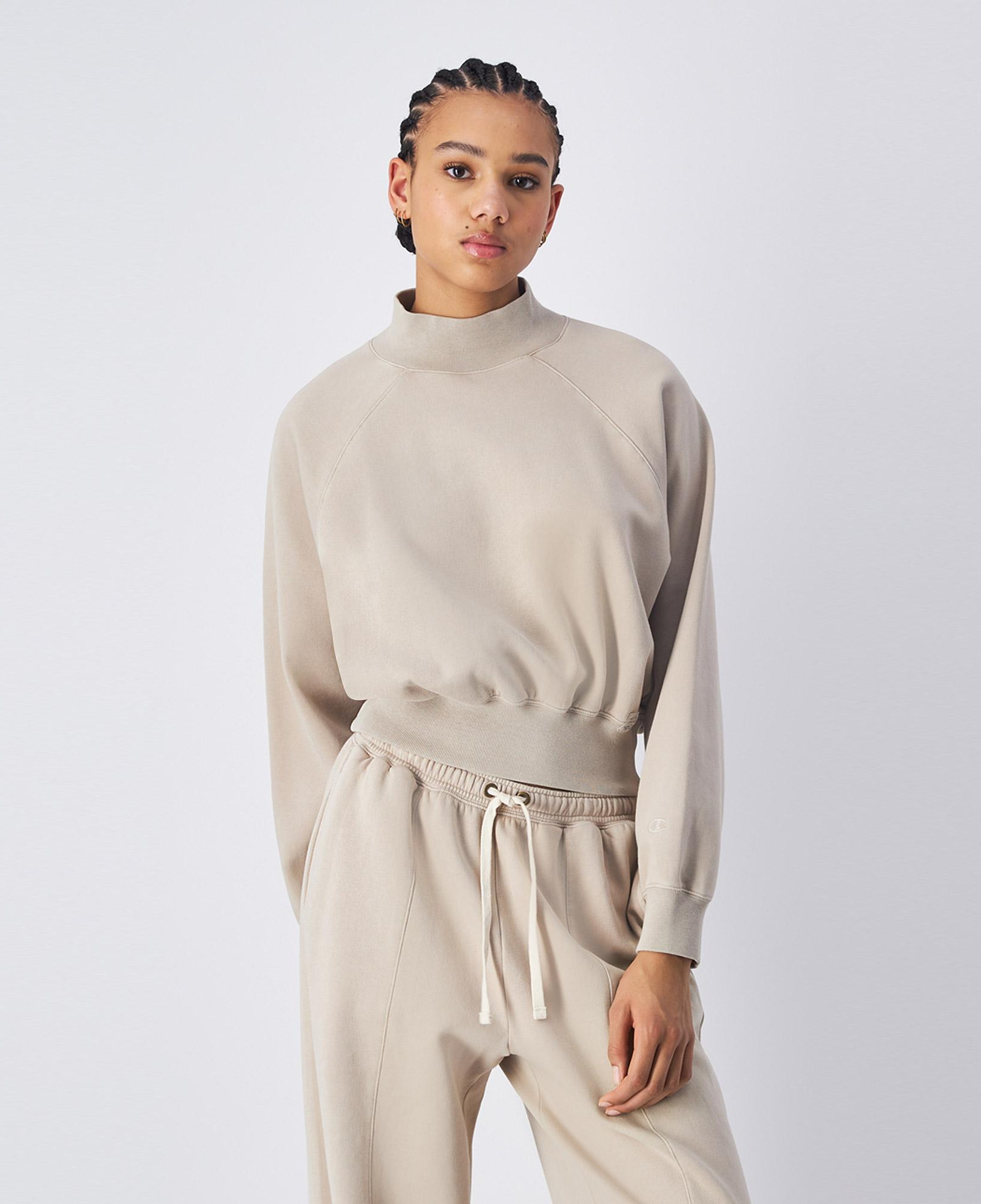 Champion Mock Turtle Neck Long Sleeves Kadın Krem Sweatshirt
