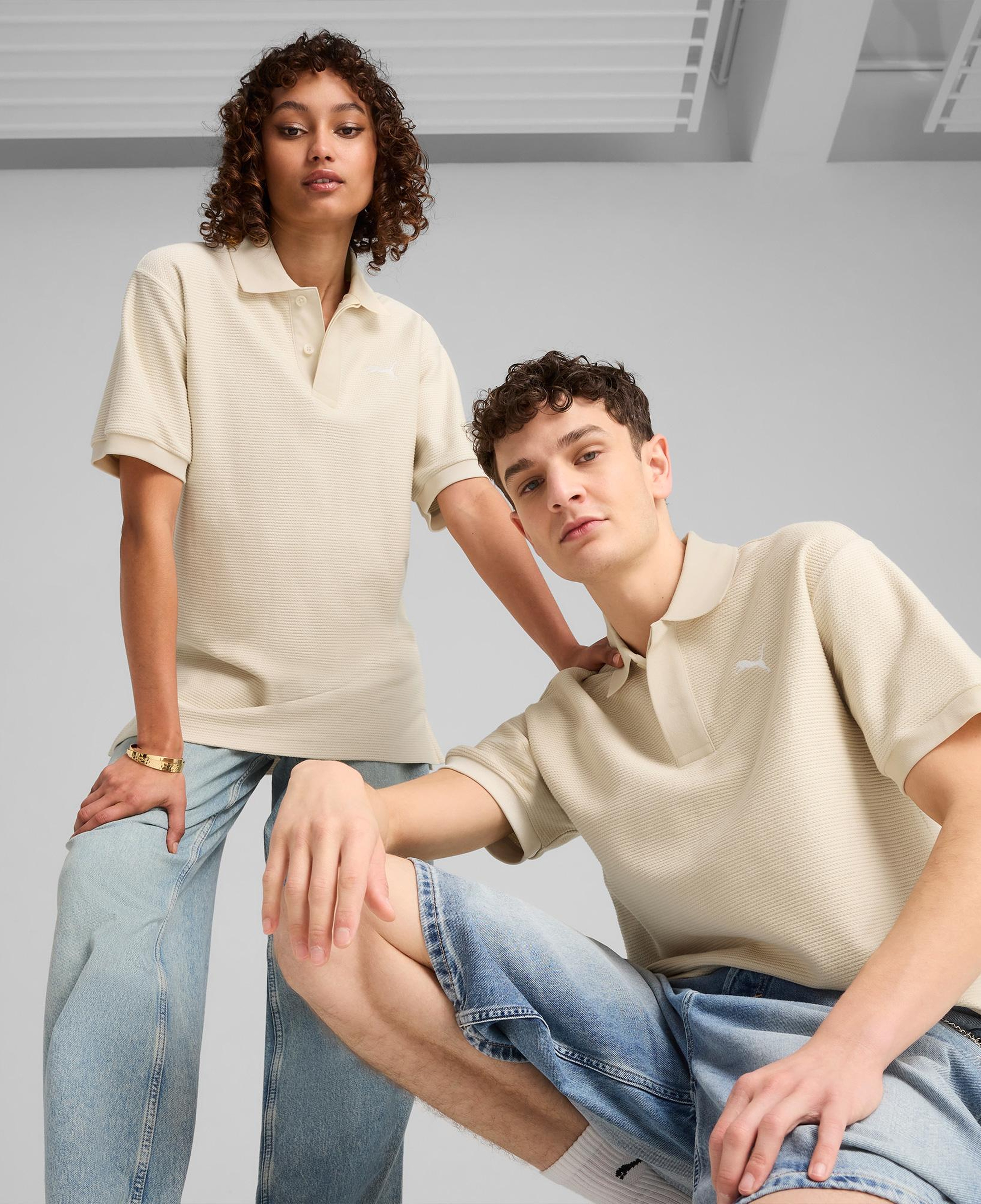 Puma Premium Ess Jacquard Erkek Krem Polo