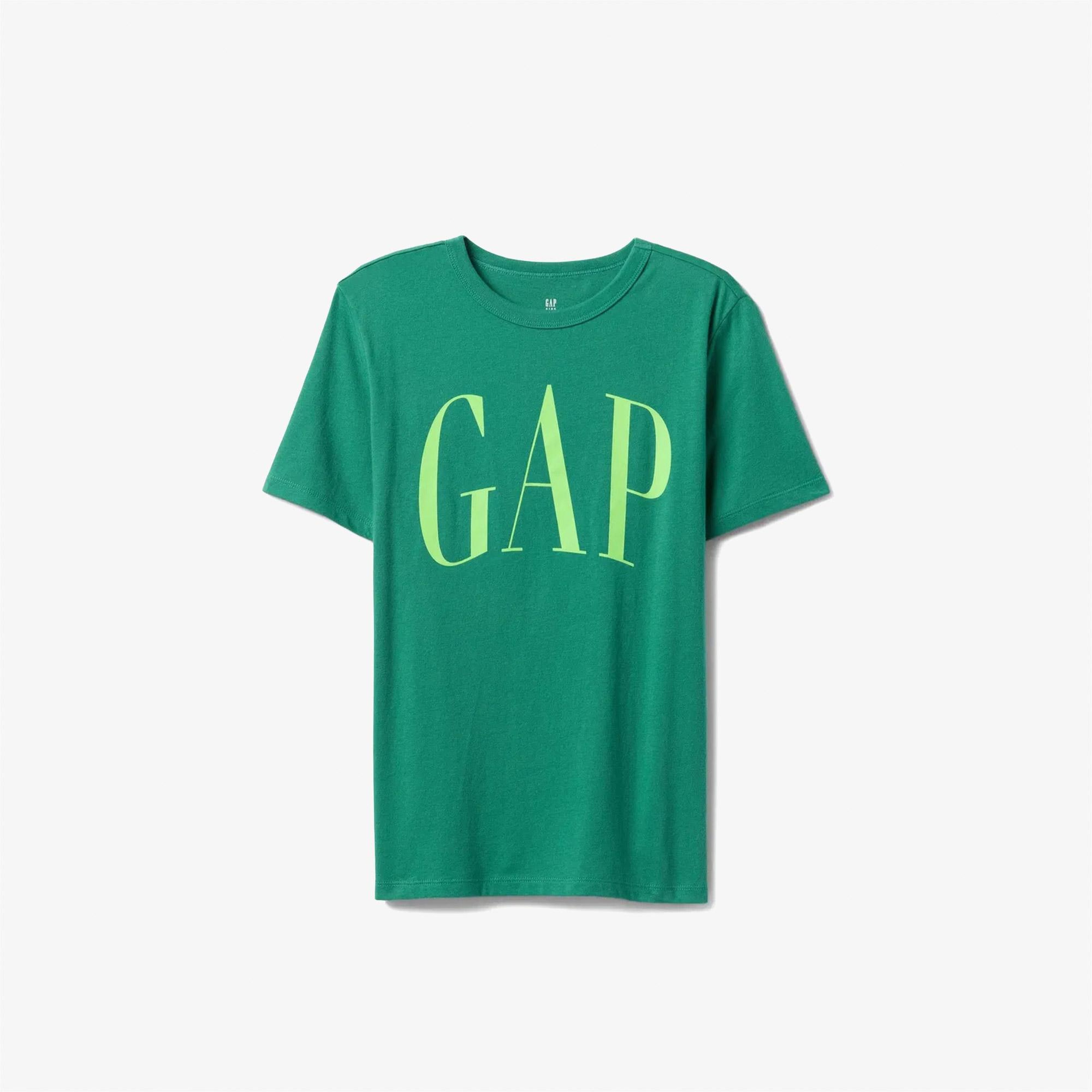 Gap V-Frch Logo Arch Çocuk Yeşil T-Shirt