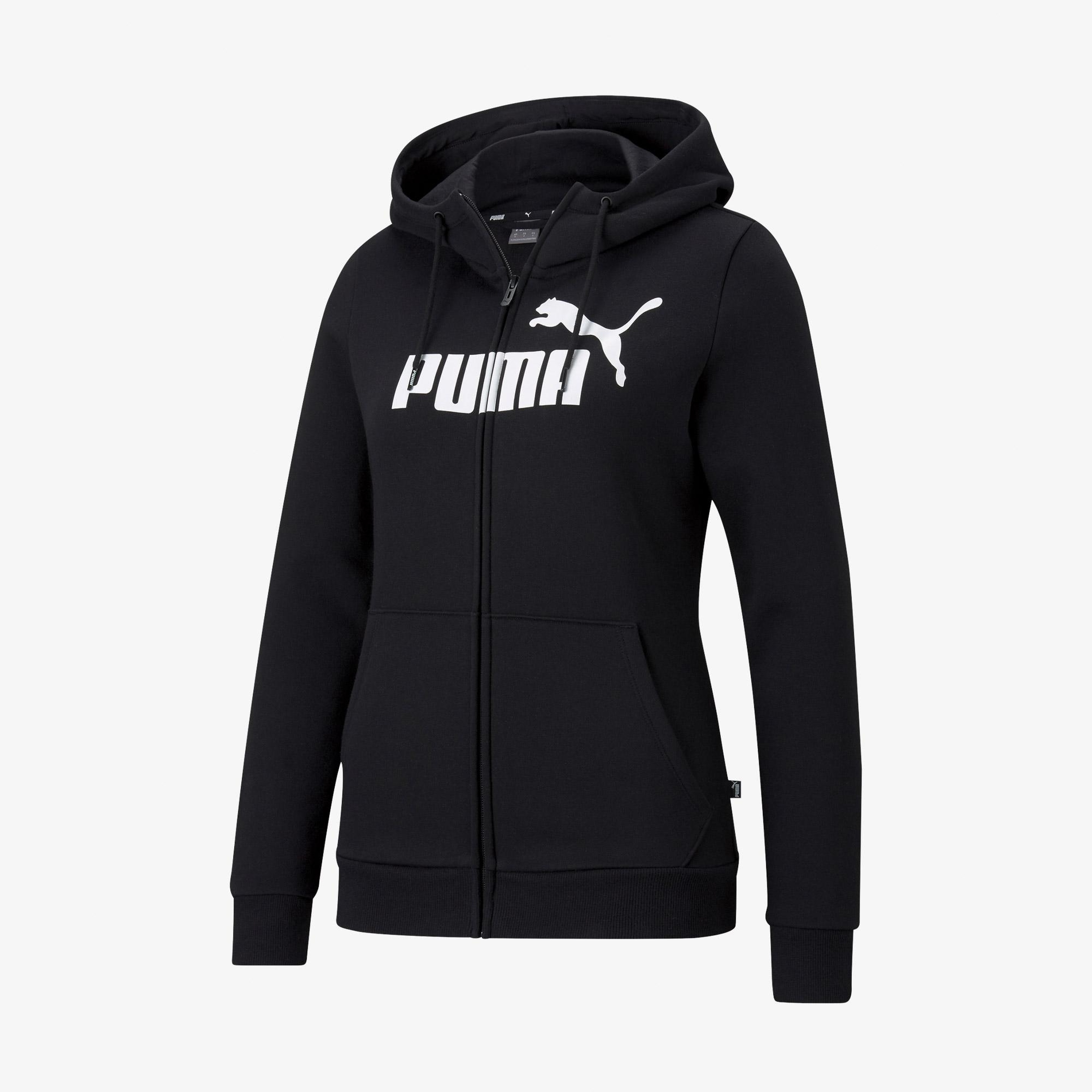 Puma Essentials Logo Full Zip Kadın Siyah Sweatshirt