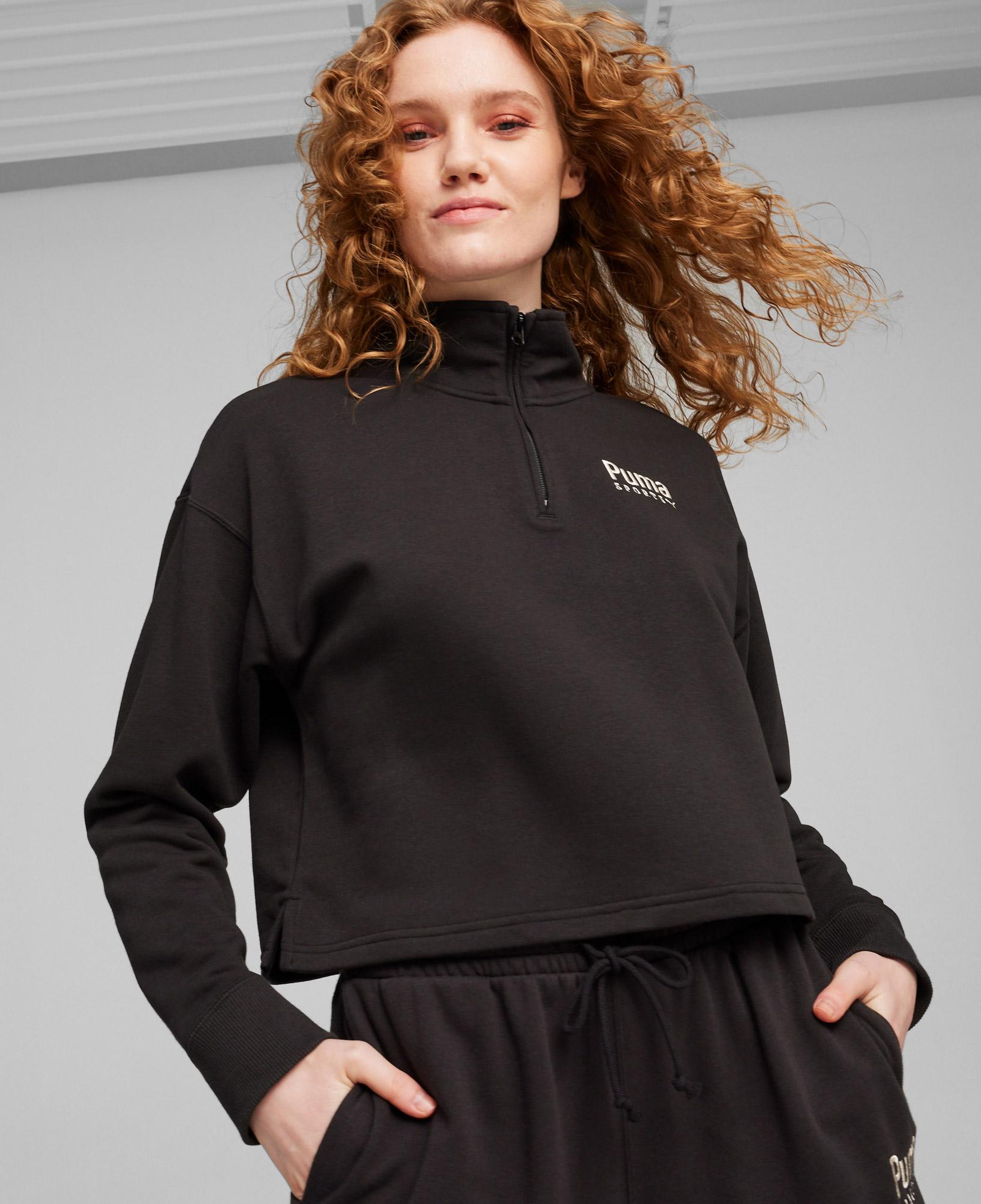 Puma Team Half Zip Crew Kadın Bej Sweatshirt