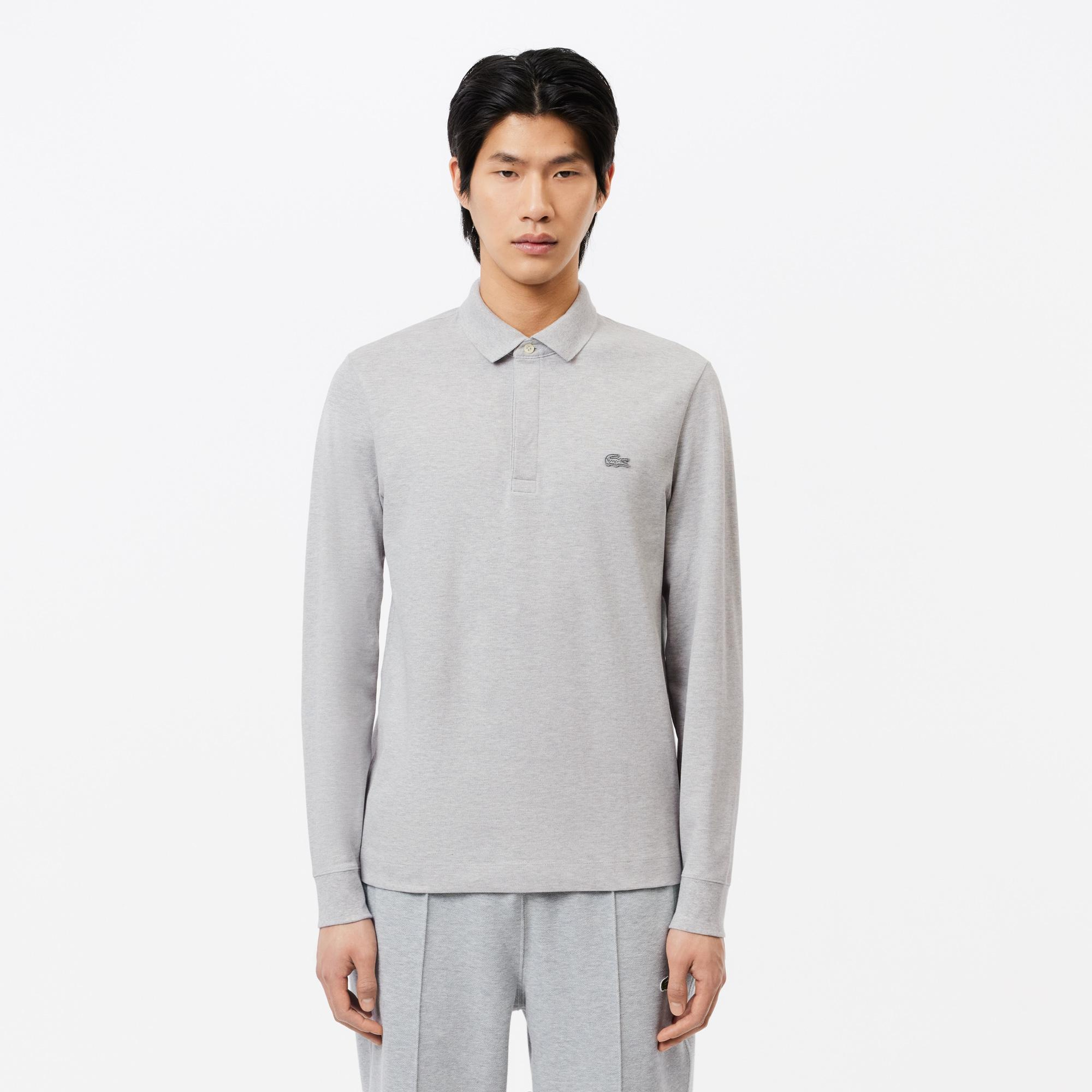 Erkek Regular Fit Uzun Kollu Gri Paris Polo