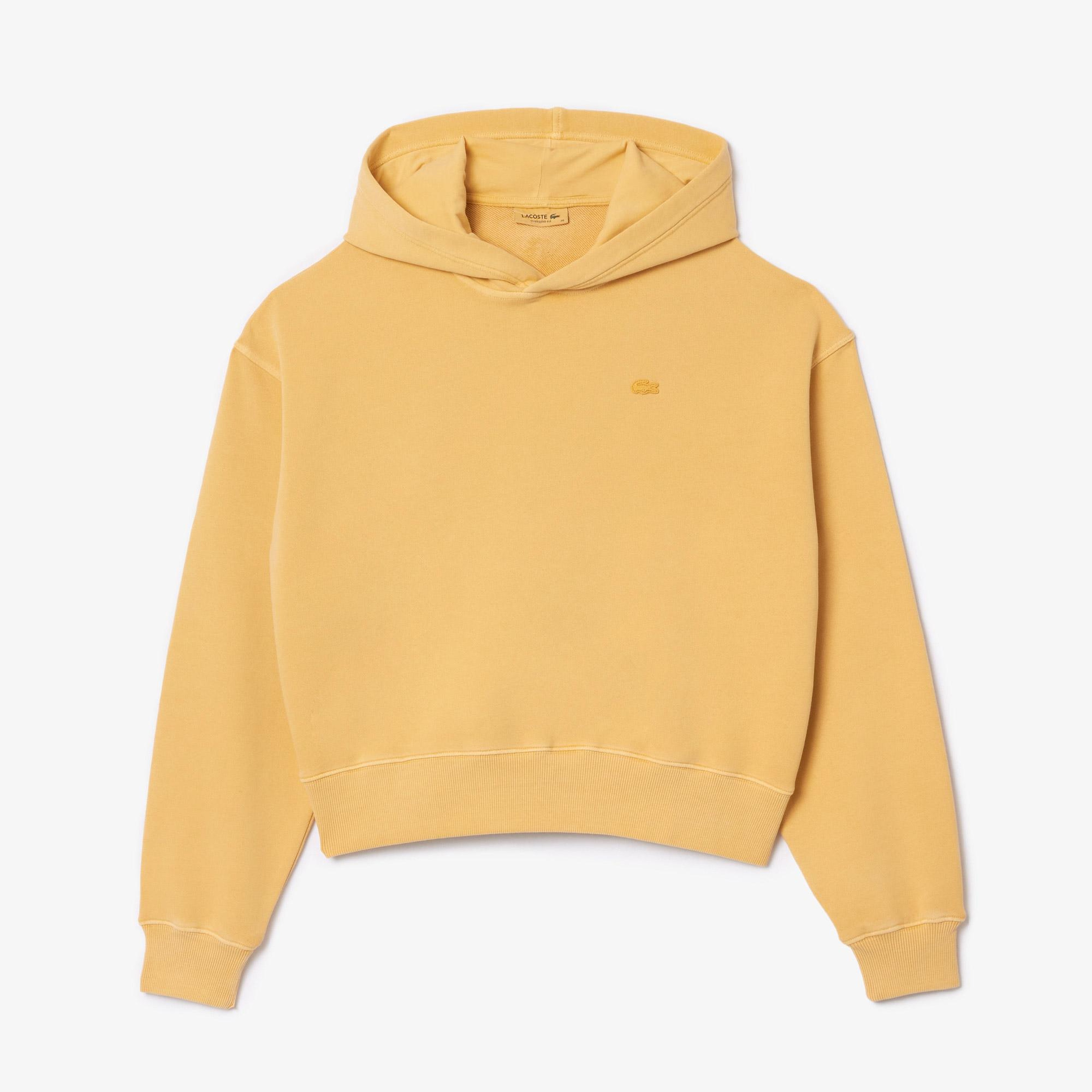 Kadın Oversize Fit Kapüşonlu Sarı Sweatshirt