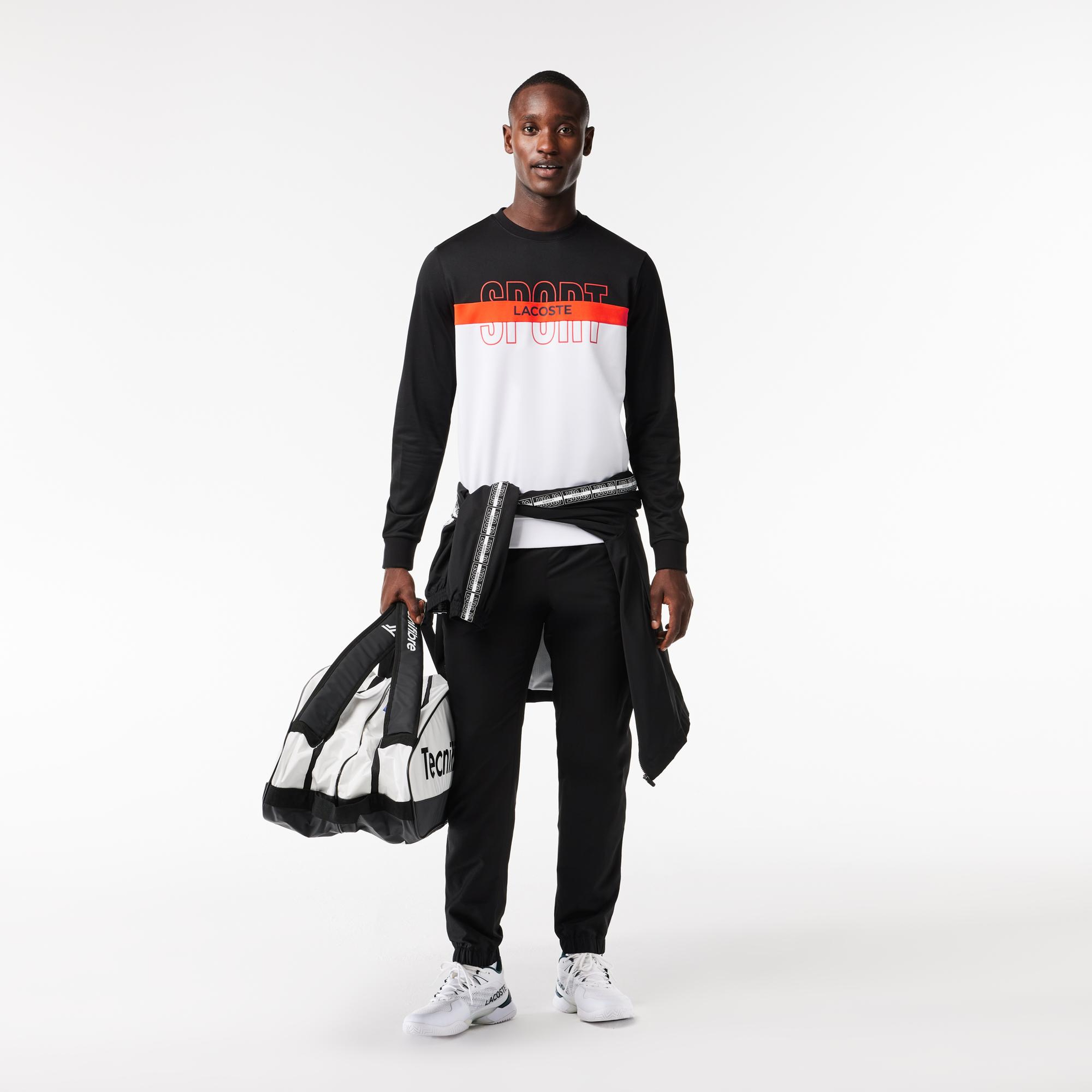 SPORT Erkek Classic Fit Bisiklet Yaka Baskılı Siyah Sweatshirt