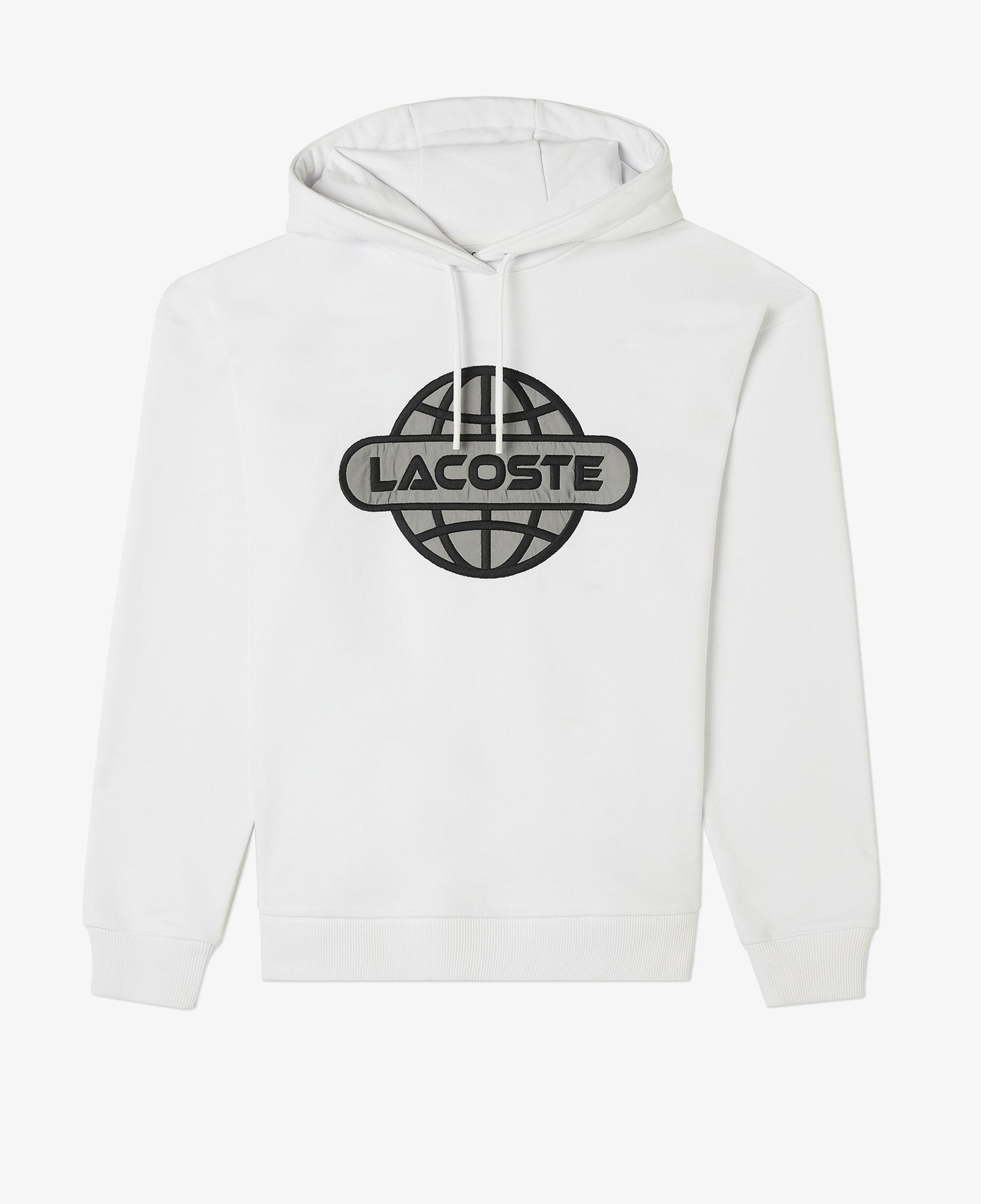 Erkek Relaxed Fit Kapüşonlu Baskılı Beyaz Sweatshirt