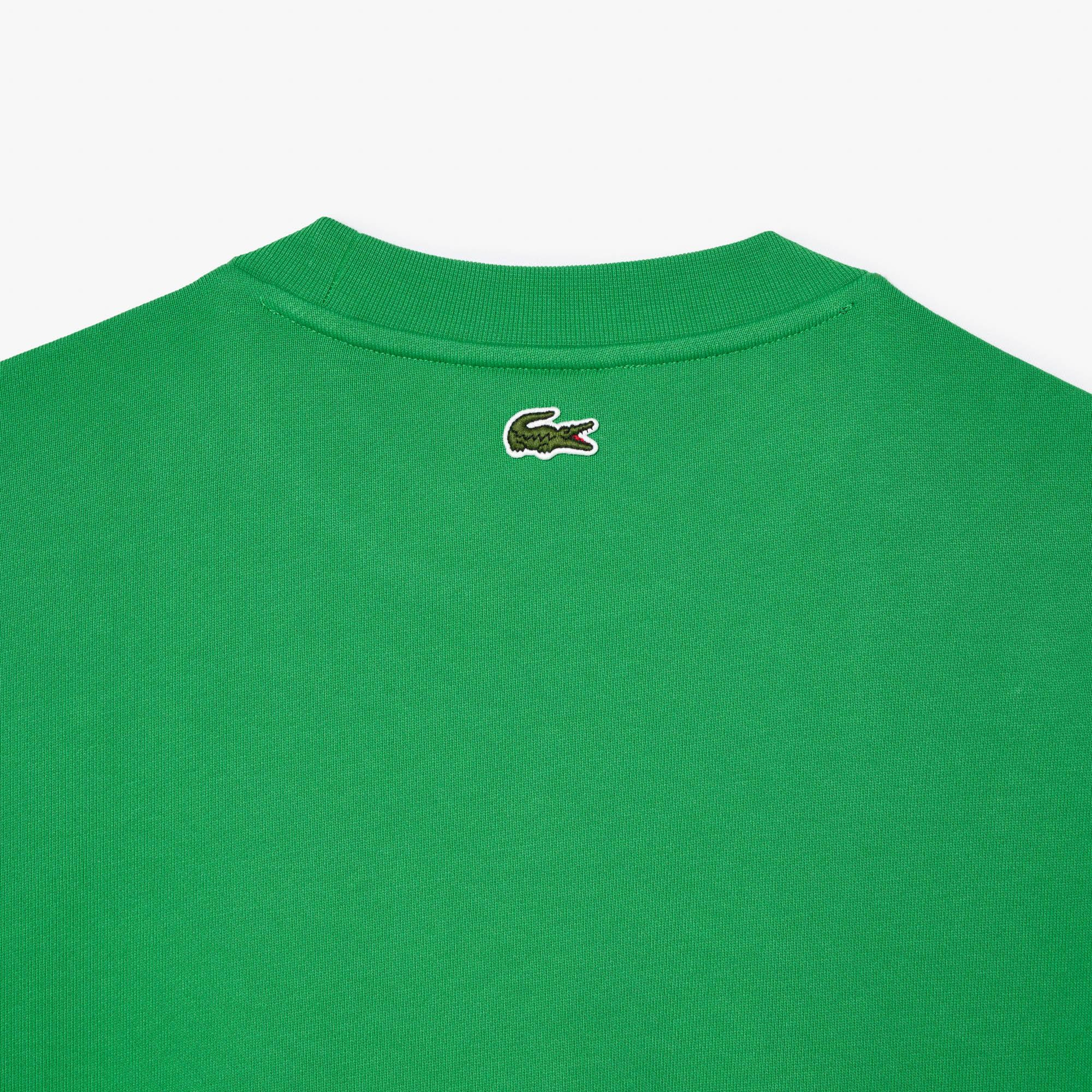 Erkek Classic Fit Bisiklet Yaka Baskılı Yeşil Sweatshirt