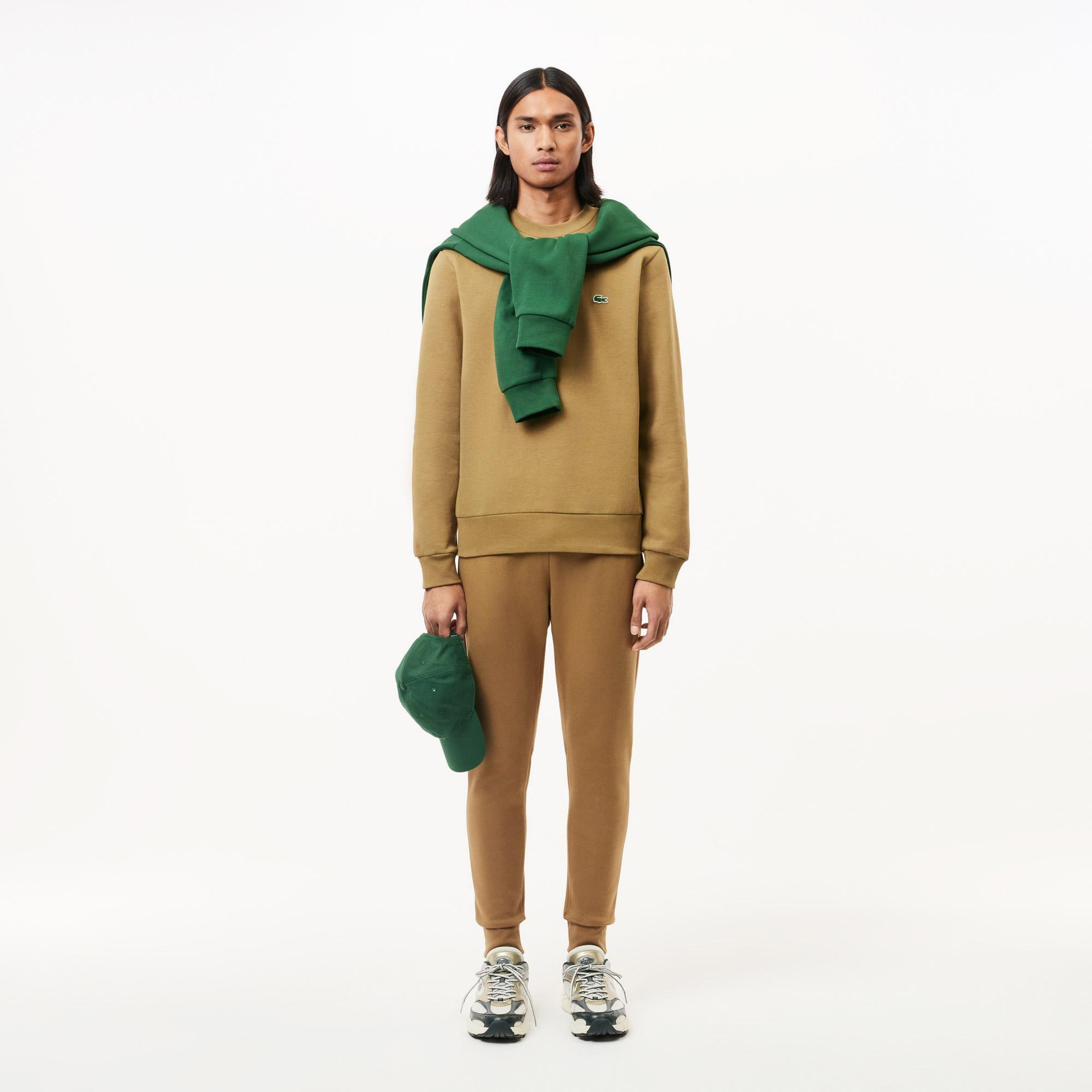 Erkek Classic Fit Bisiklet Yaka Kahverengi Sweatshirt