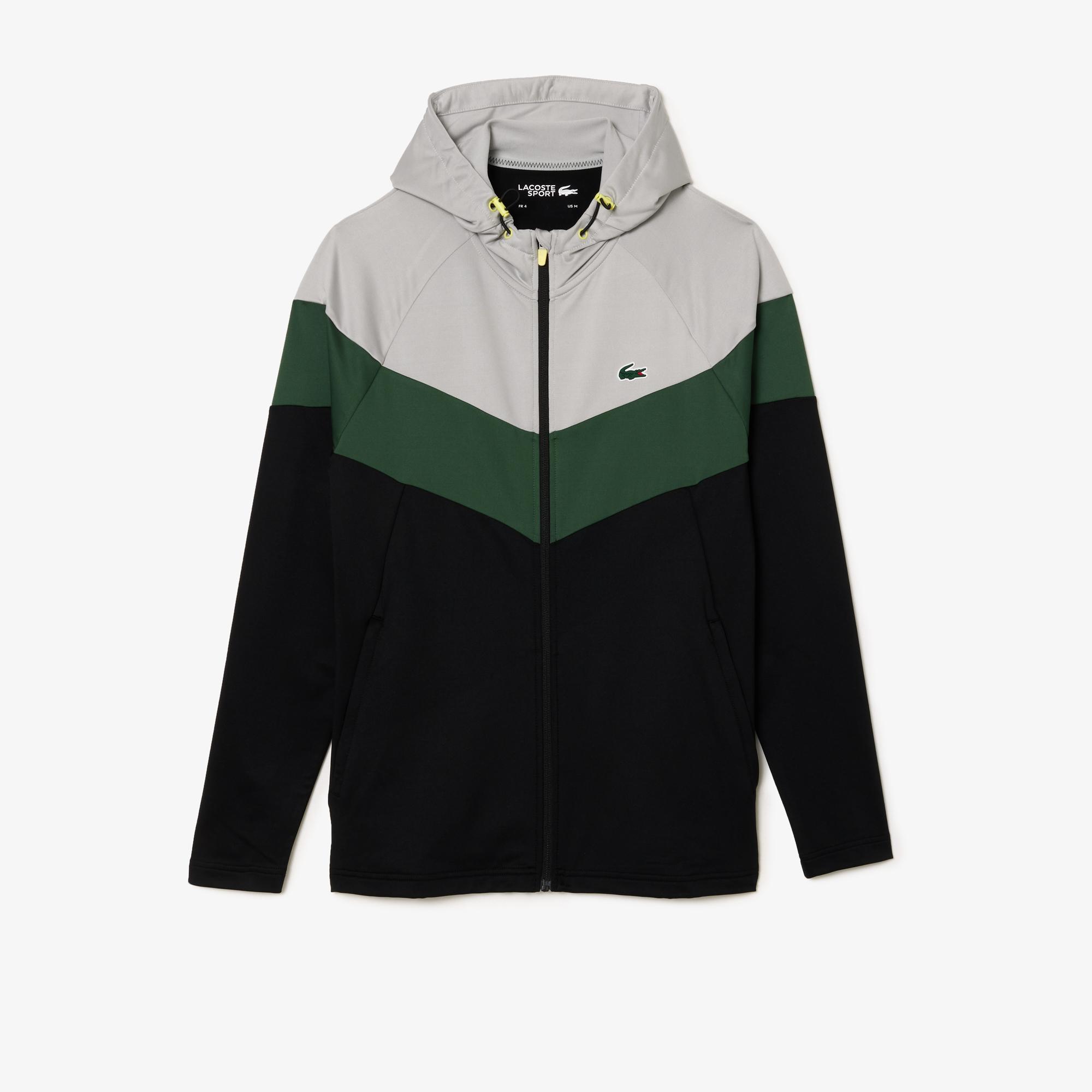 Active Erkek Kapüşonlu Renk Bloklu Siyah Sweatshirt