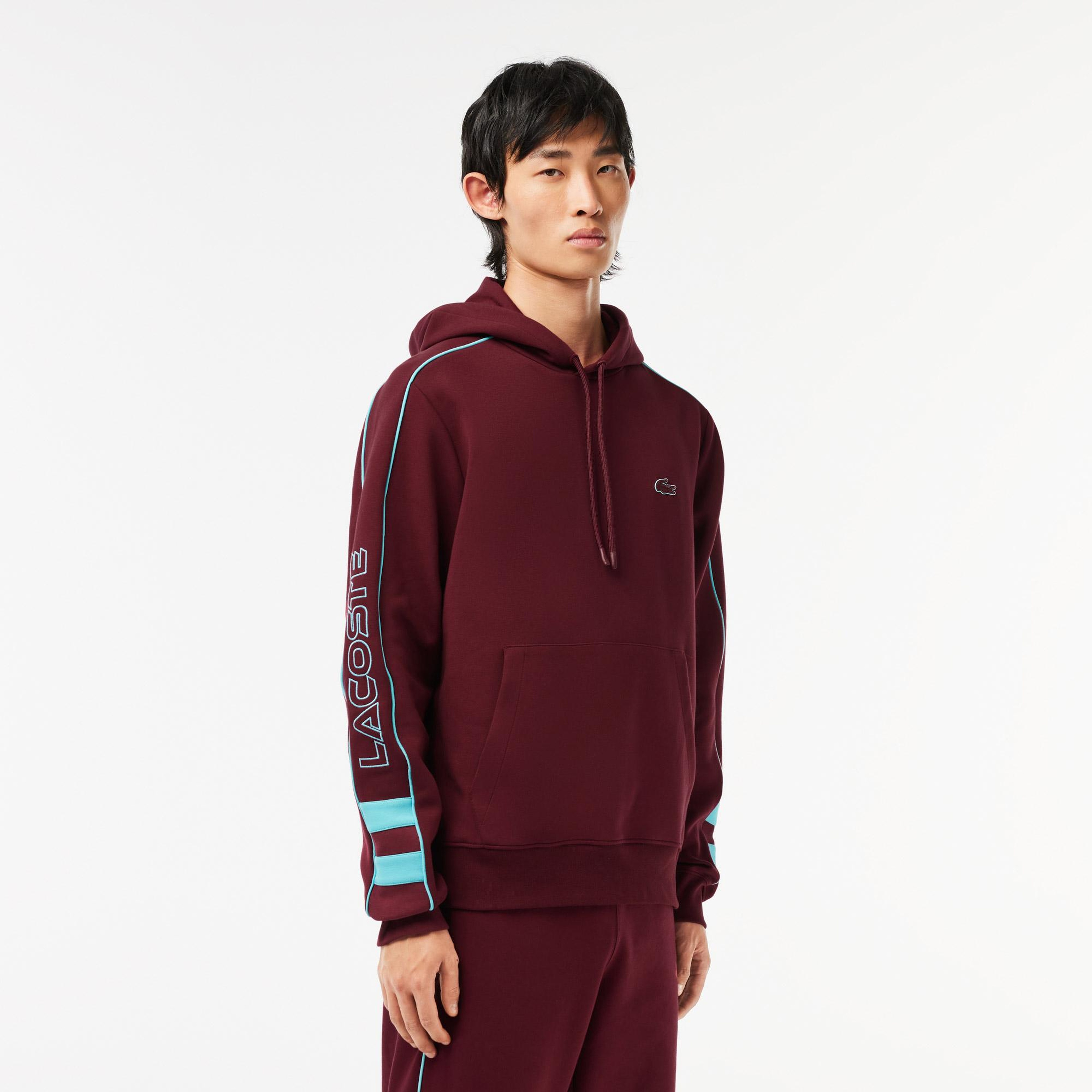 Erkek Classic Fit Kapüşonlu Baskılı Kırmızı Sweatshirt