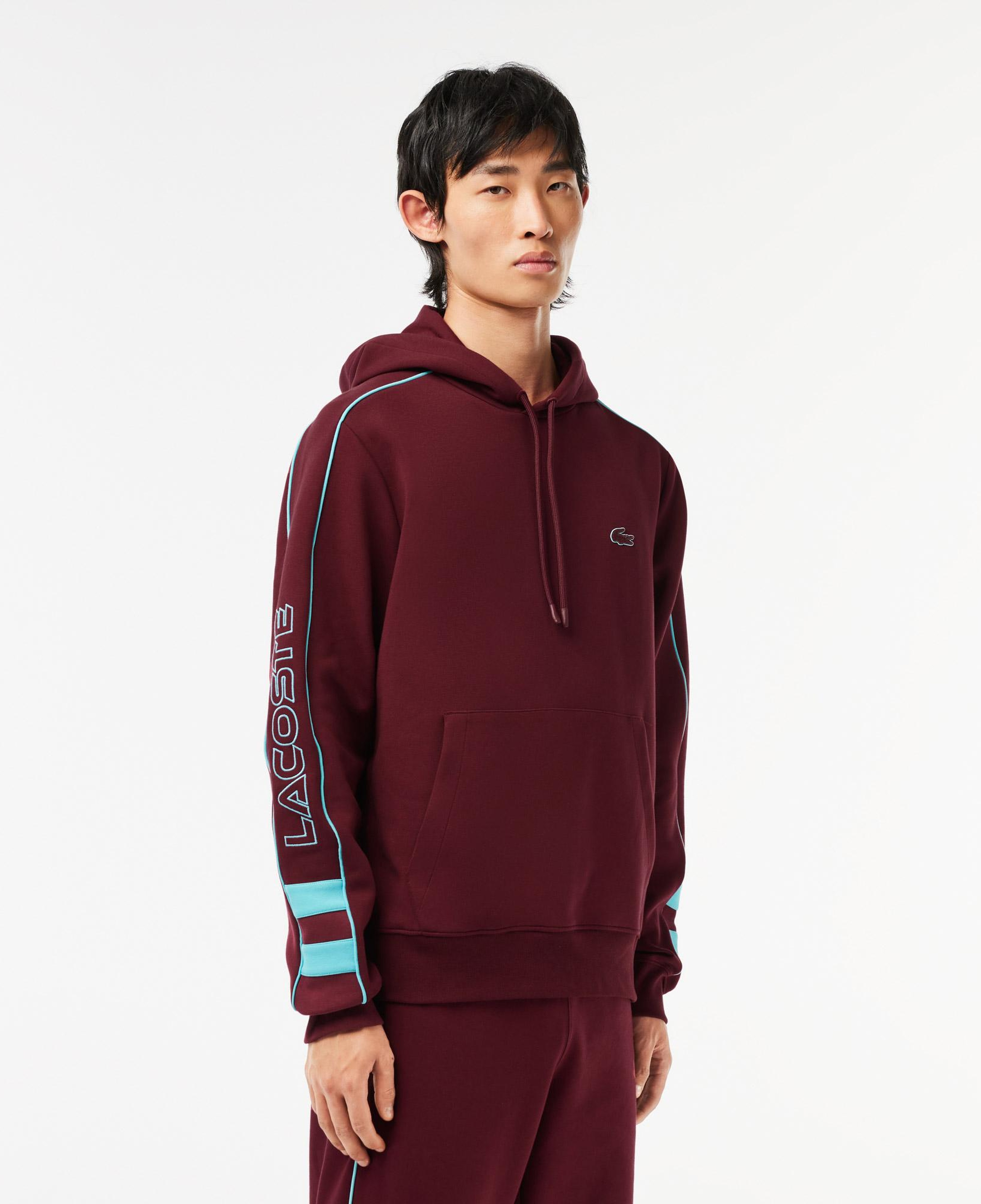 Erkek Classic Fit Kapüşonlu Baskılı Kırmızı Sweatshirt