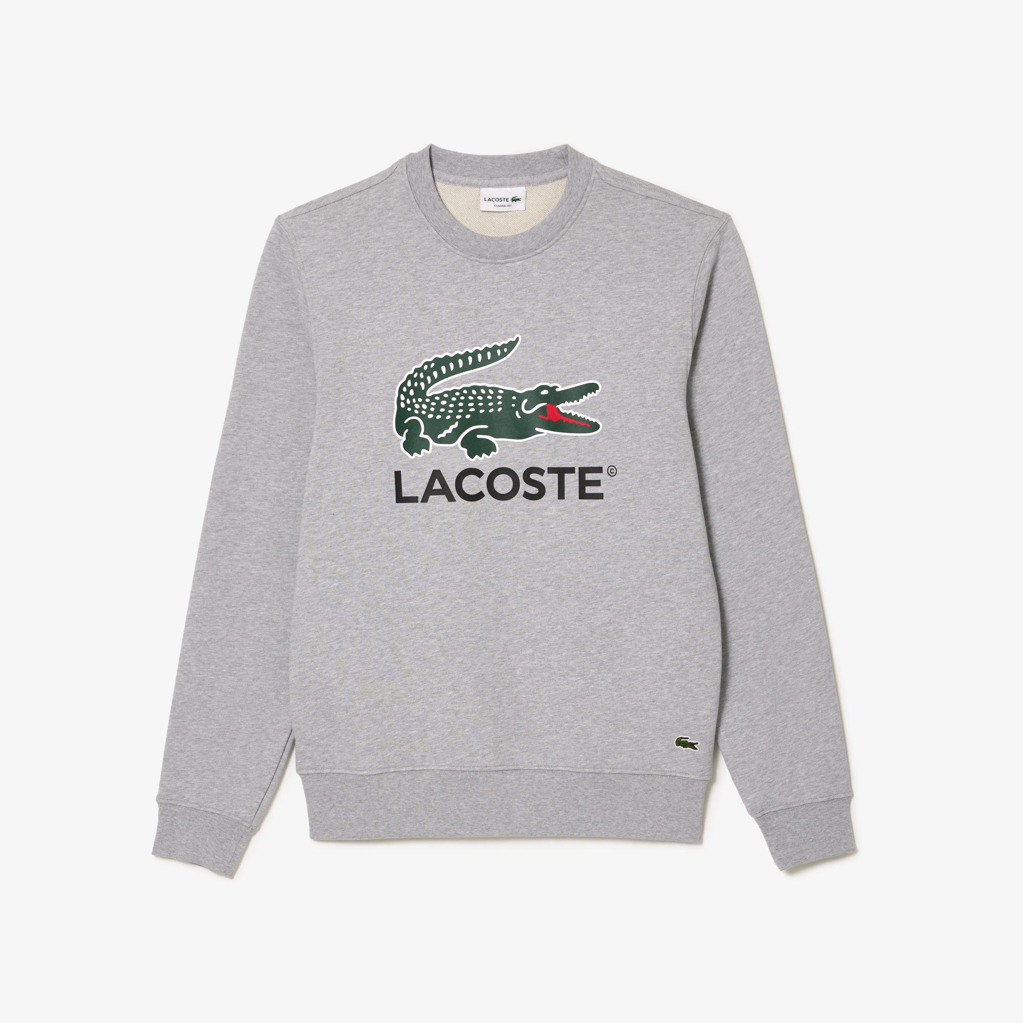 Erkek Classic Fit Bisiklet Yaka Baskılı Gri Sweatshirt