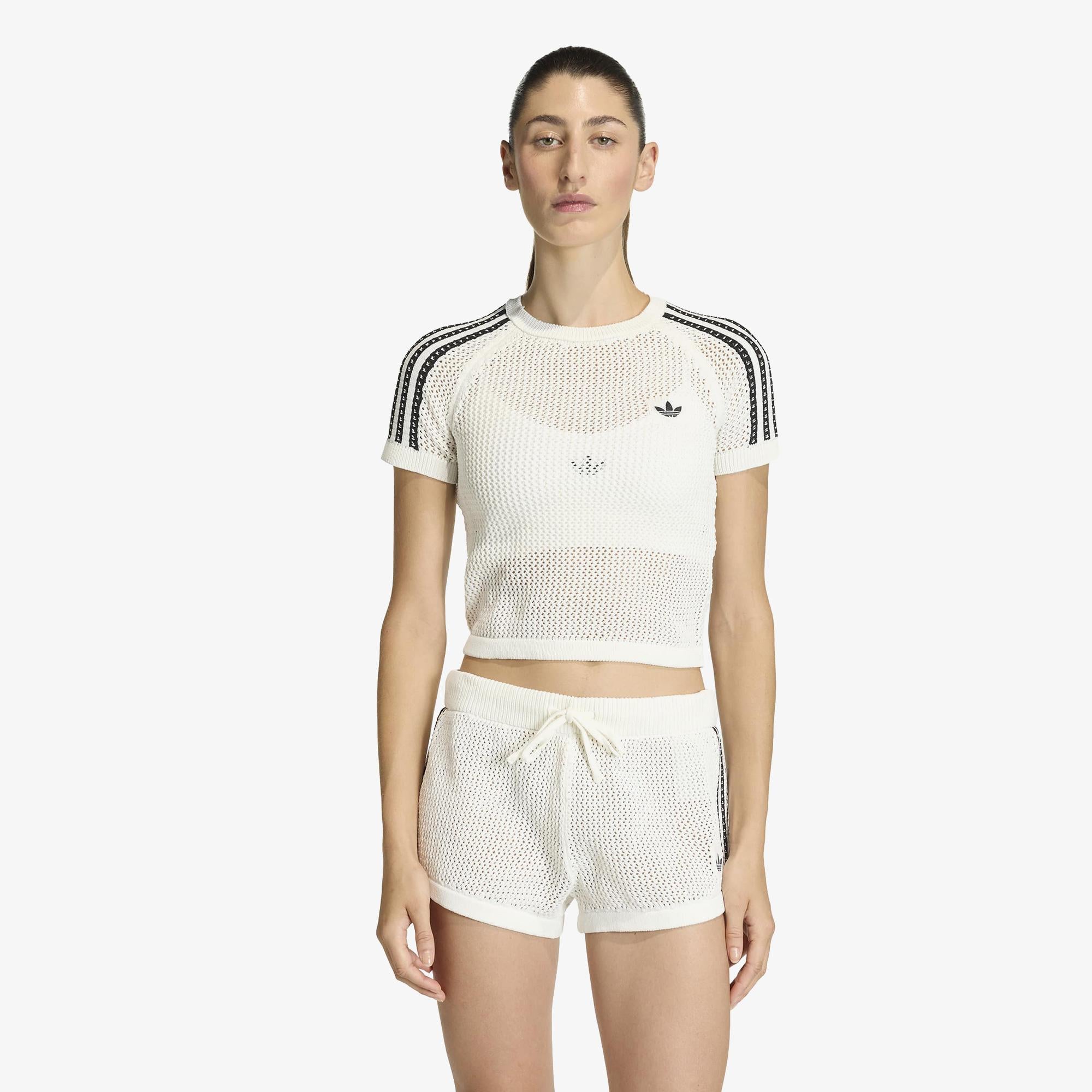 adidas Crochet Tee Kadın Beyaz T-Shirt