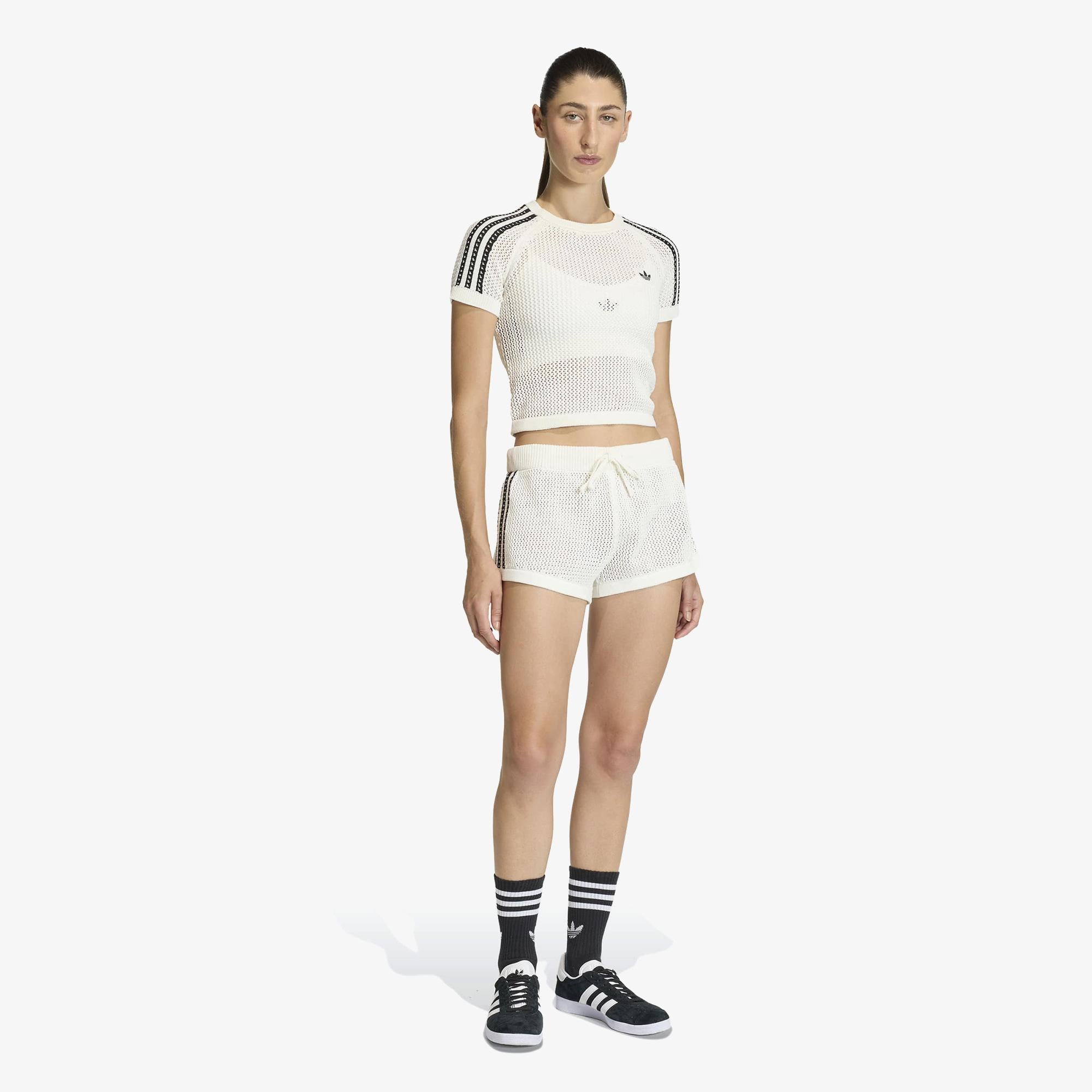 adidas Crochet Tee Kadın Beyaz T-Shirt