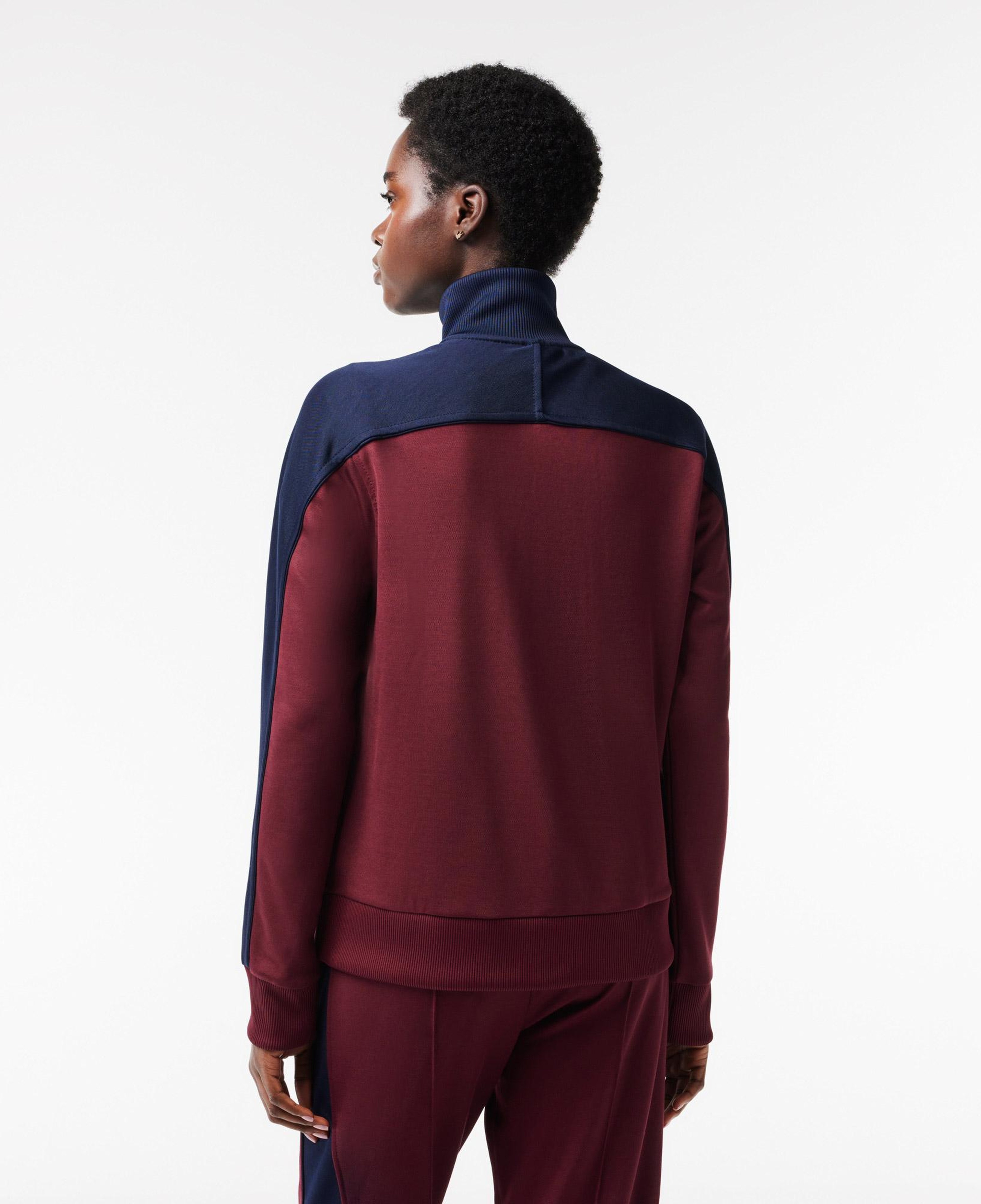 Kadın Regular Fit Fermuarlı Renk Bloklu Bordo Sweatshirt