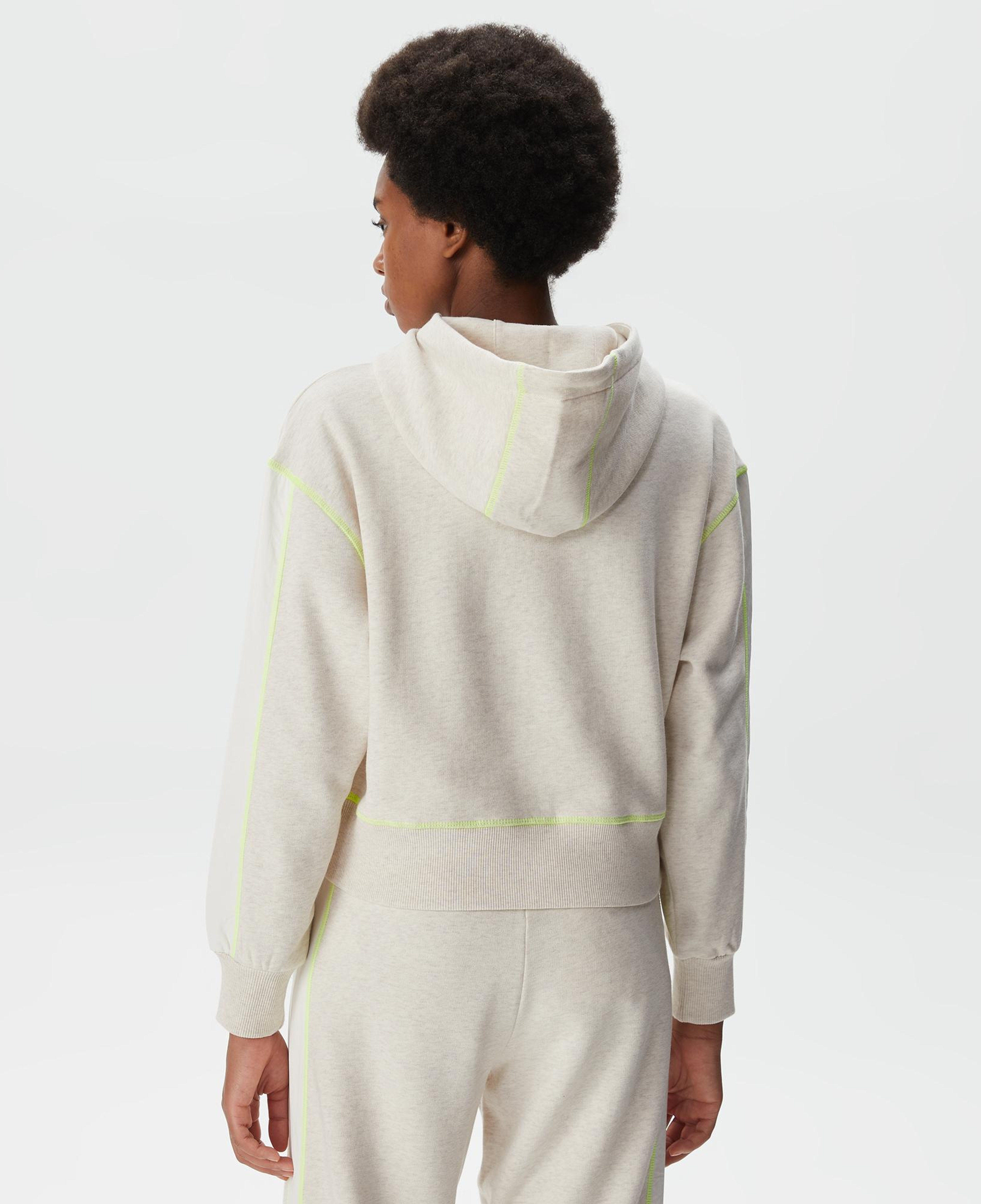Kadın Relaxed Fit Kapüşonlu Renk Bloklu Beyaz Sweatshirt