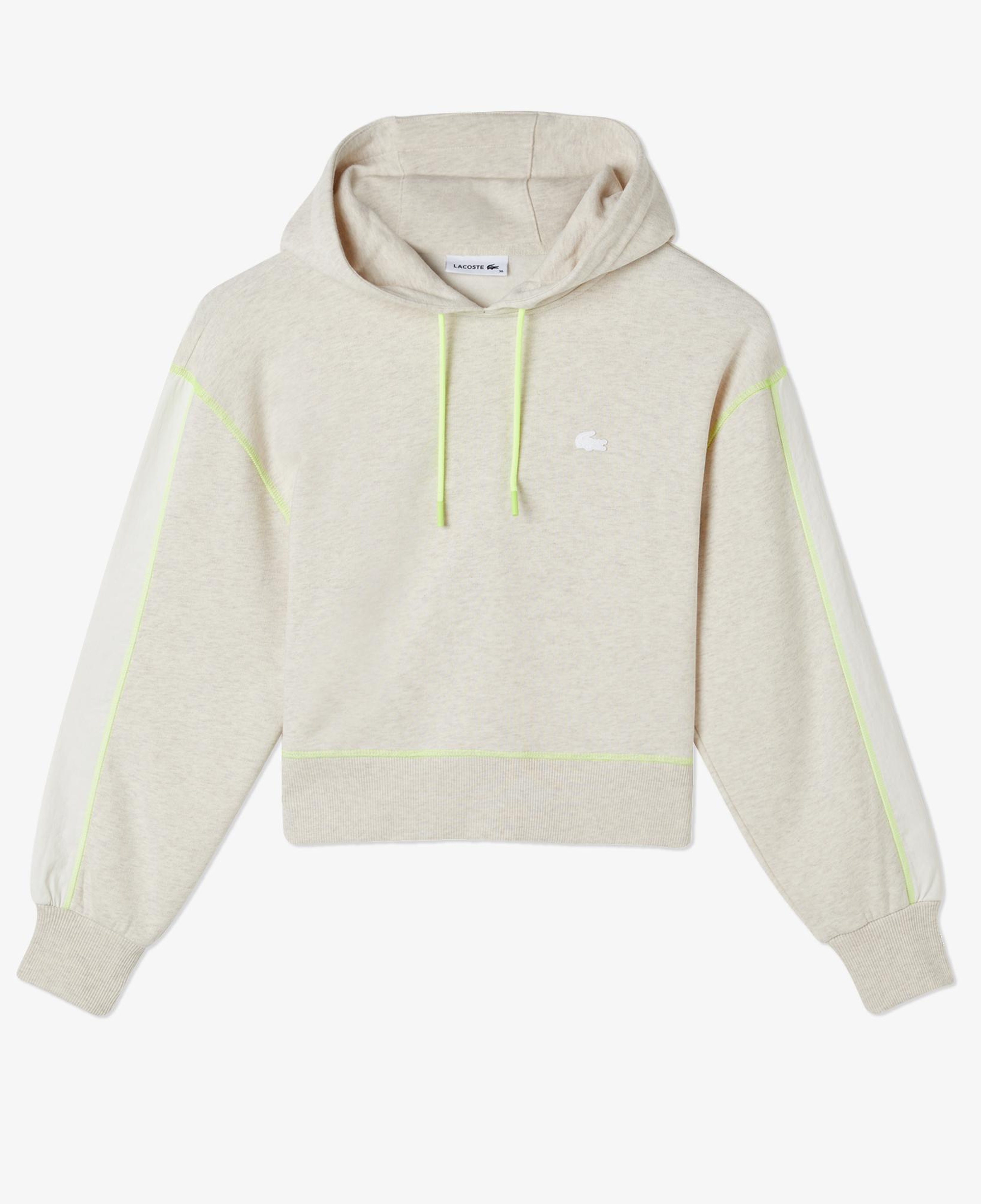Kadın Relaxed Fit Kapüşonlu Renk Bloklu Beyaz Sweatshirt