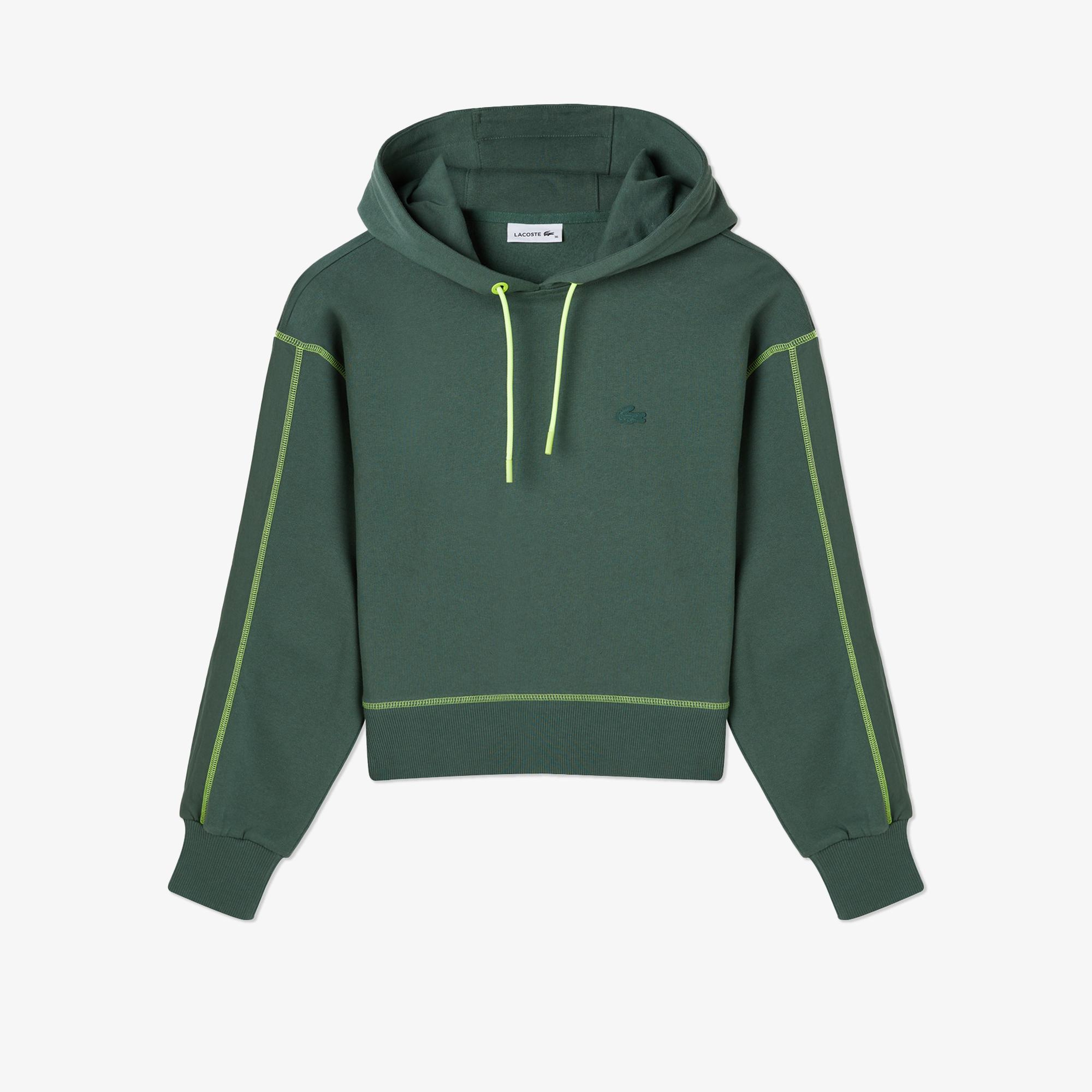 Kadın Relaxed Fit Kapüşonlu Renk Bloklu Haki Sweatshirt